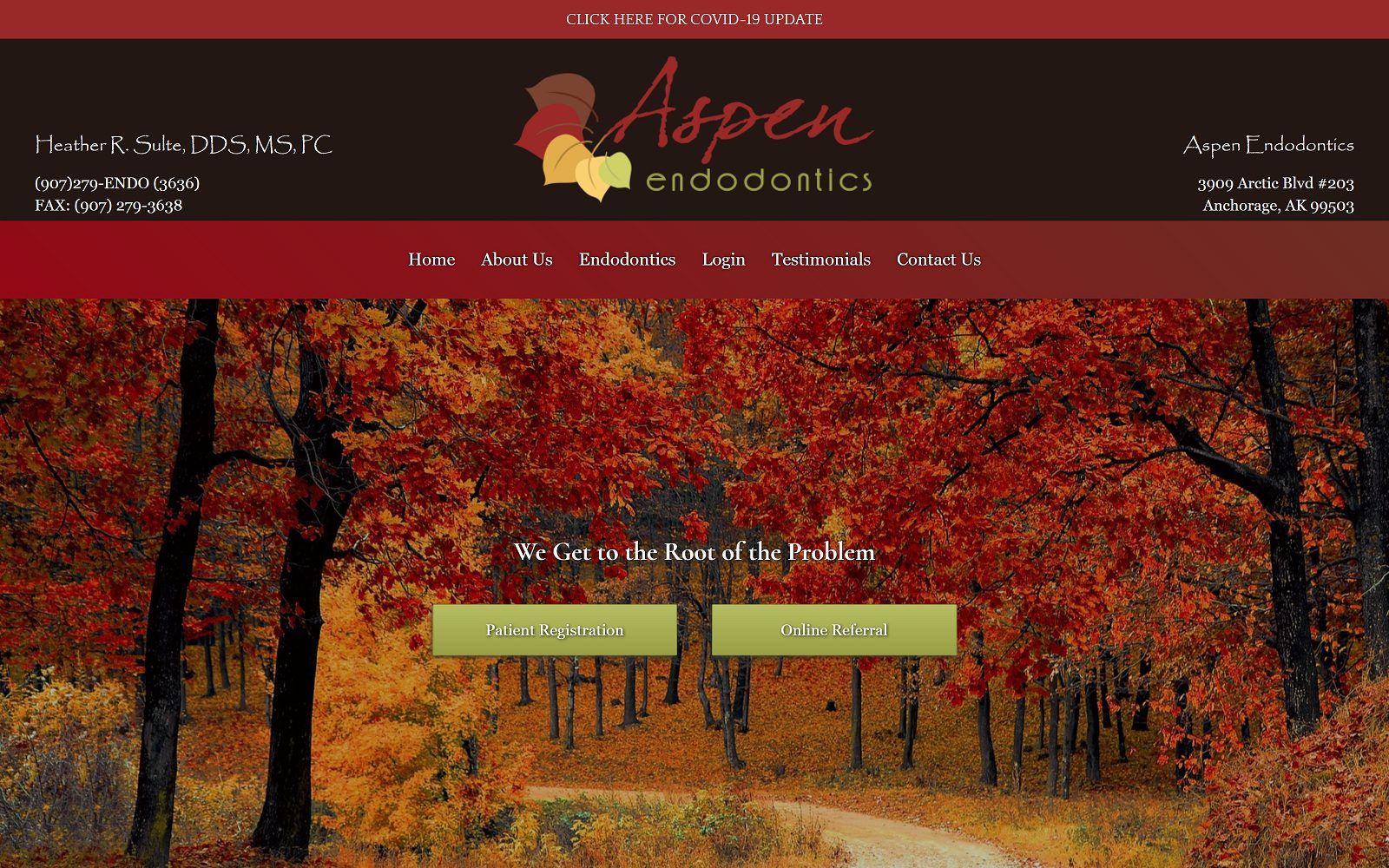 The screenshot of aspen endodontics dr. Heather sulte website