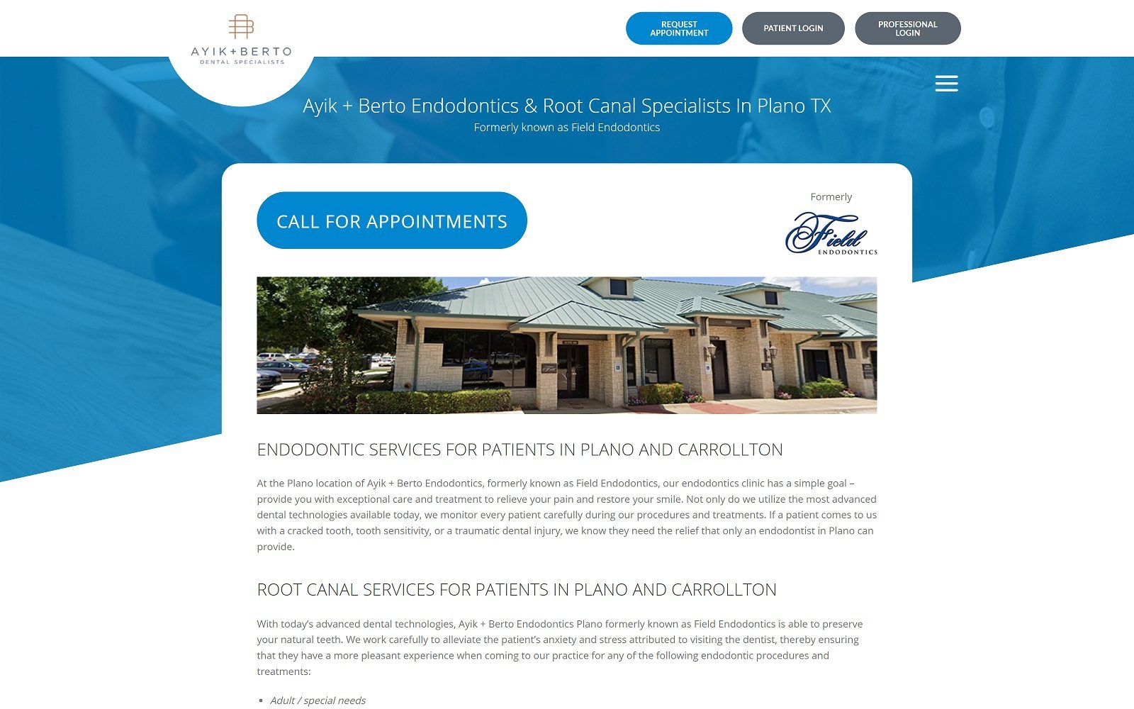 The screenshot of field endodontics website