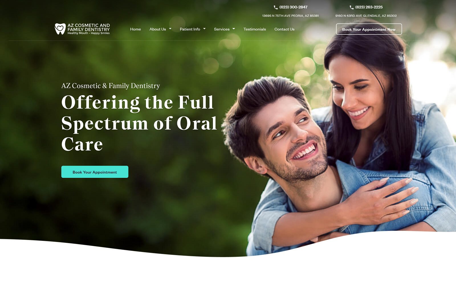 The screenshot of az cosmetic & family dentistry website