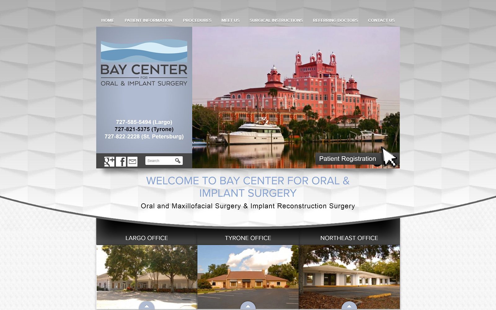 The screenshot of bay center for oral and implant surgery website