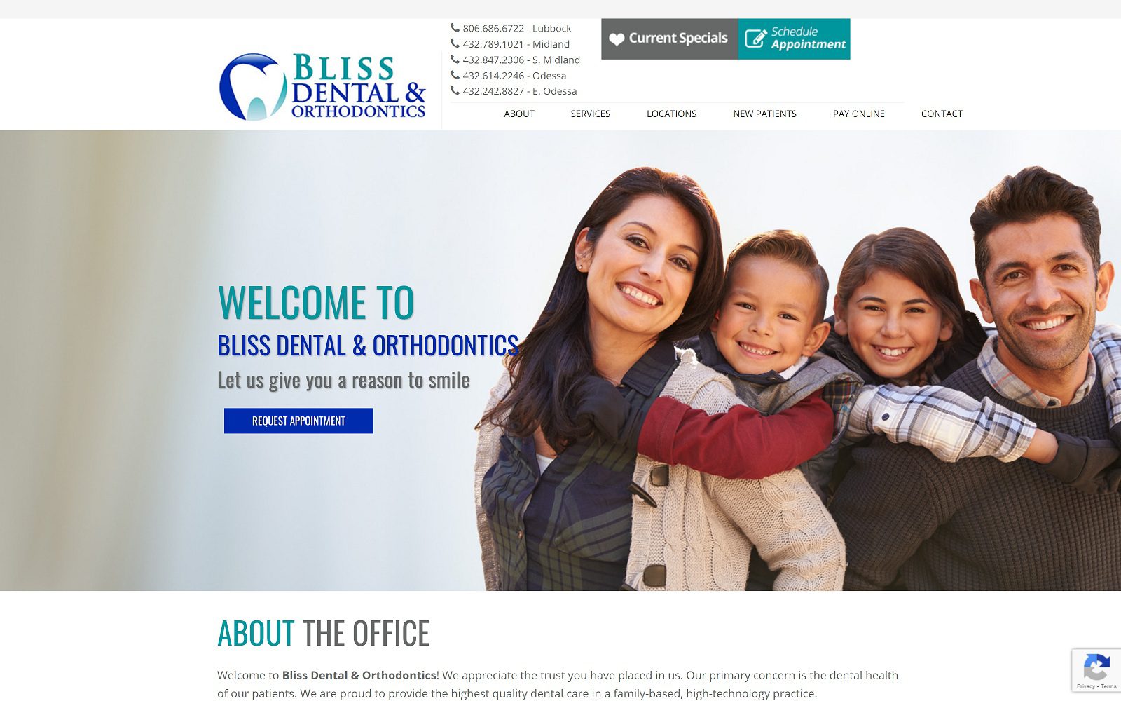 The screenshot of bliss dental and orthodontics: lubbock website