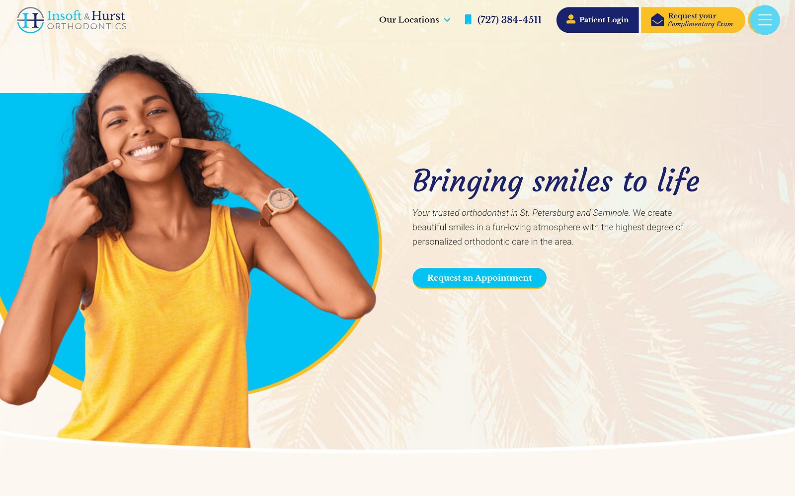 The screenshot of insoft & hurst orthodontics website