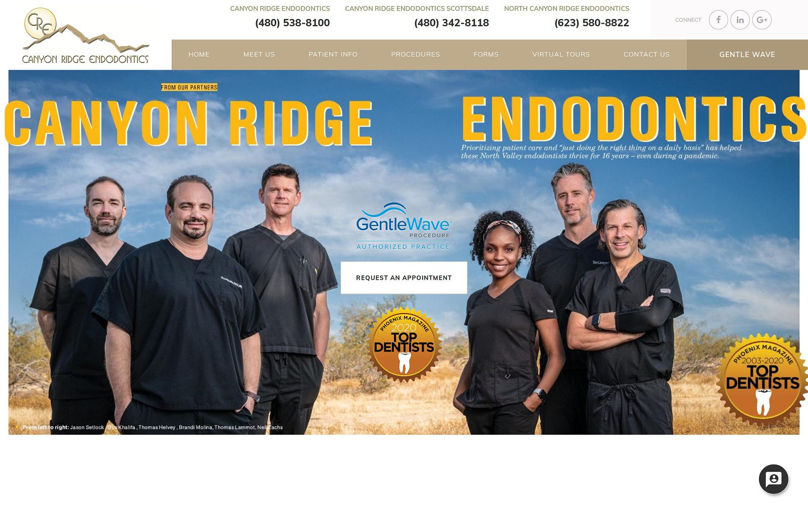 The screenshot of canyon ridge endodontics website