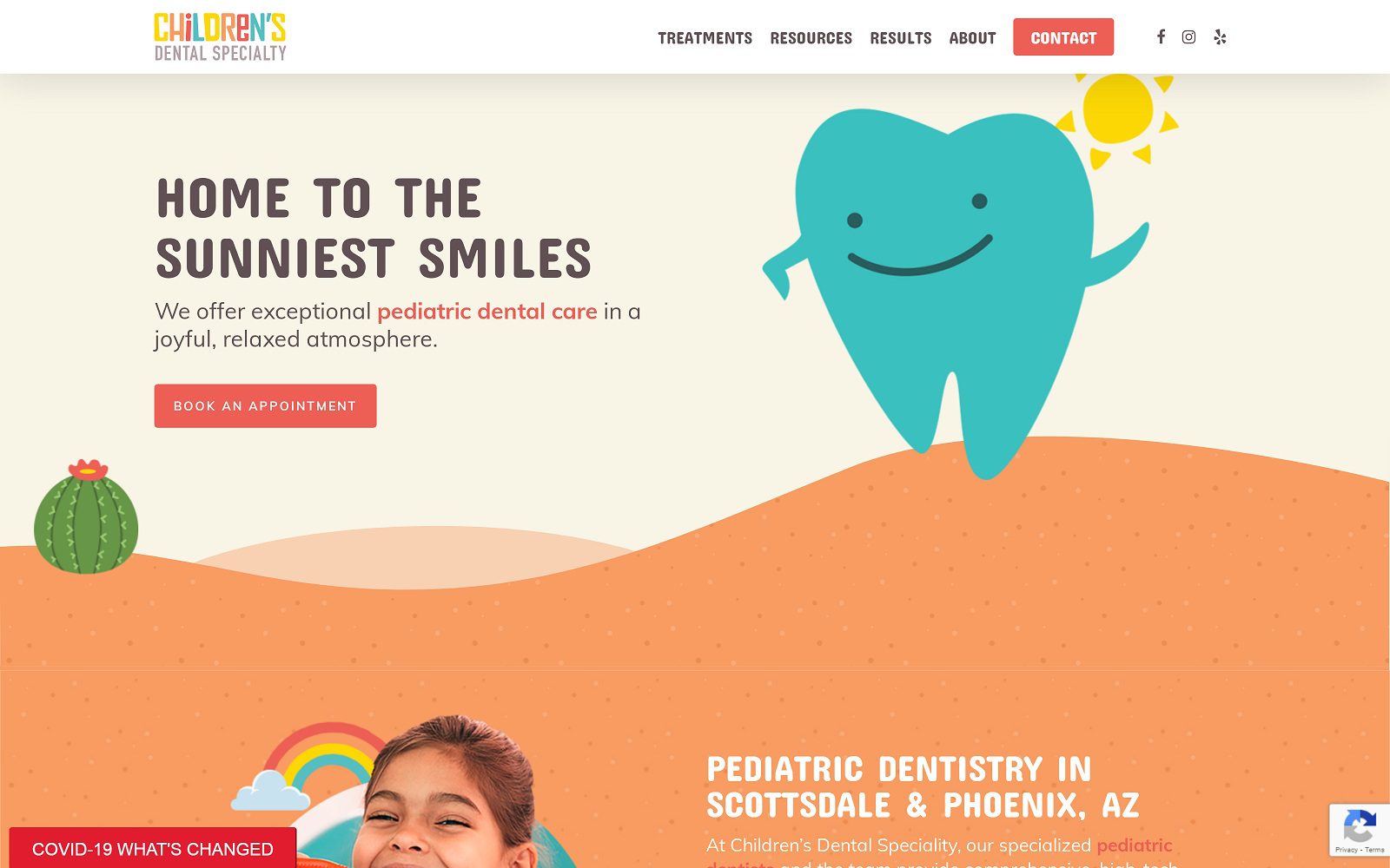 The screenshot of children's dental specialty - scottsdale website