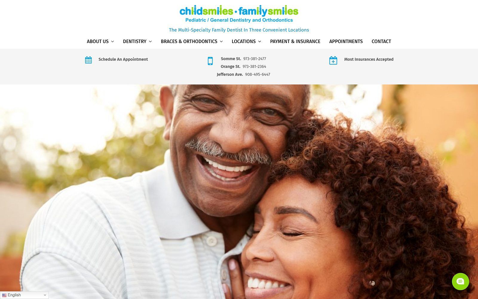 The screenshot of childsmiles•familysmiles website