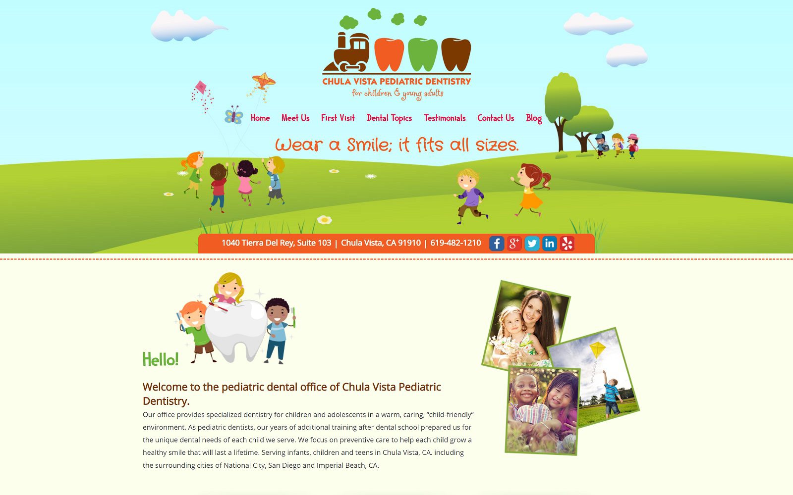 The screenshot of chula vista pediatric dentistry website