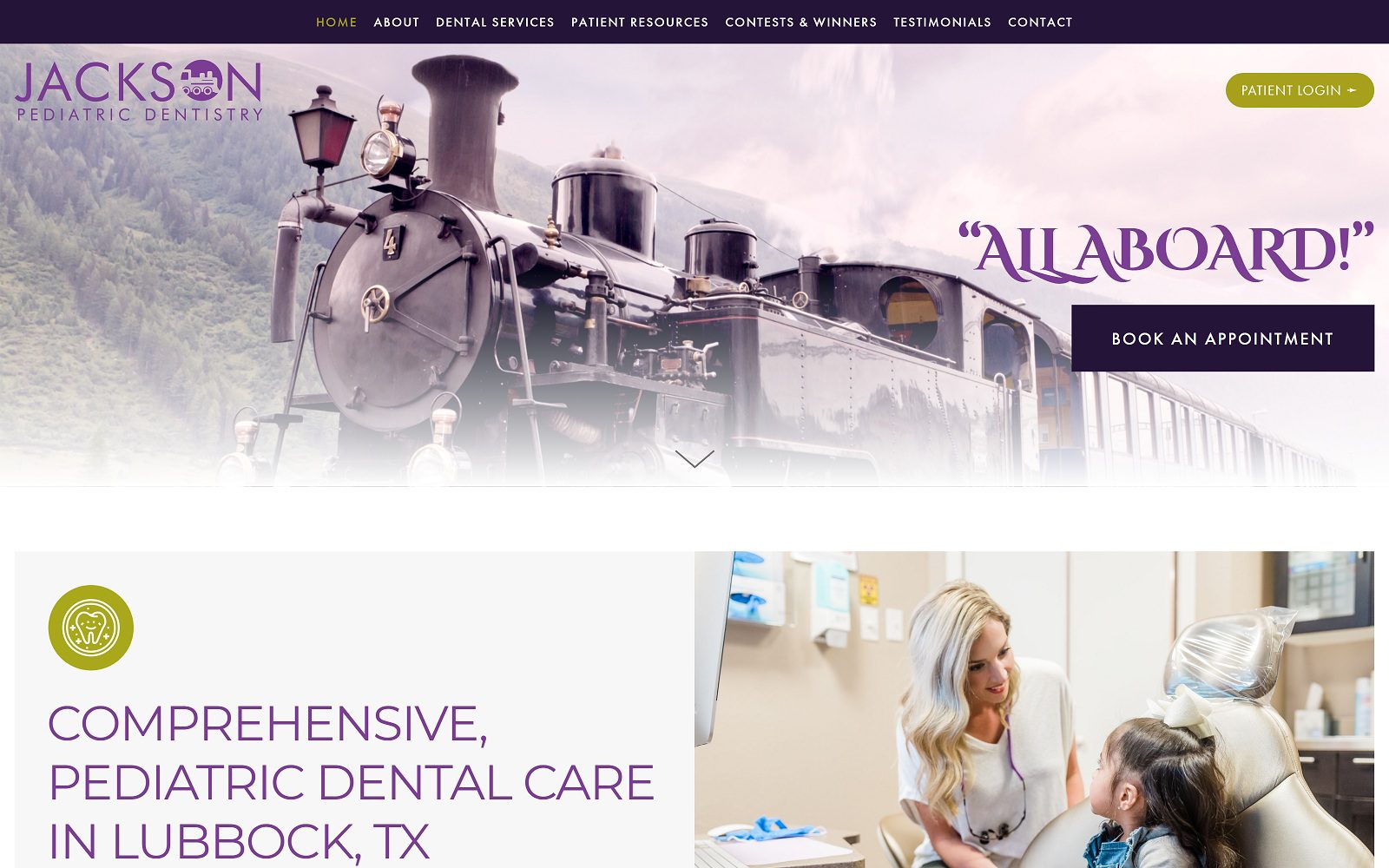 The screenshot of jackson pediatric dentistry website