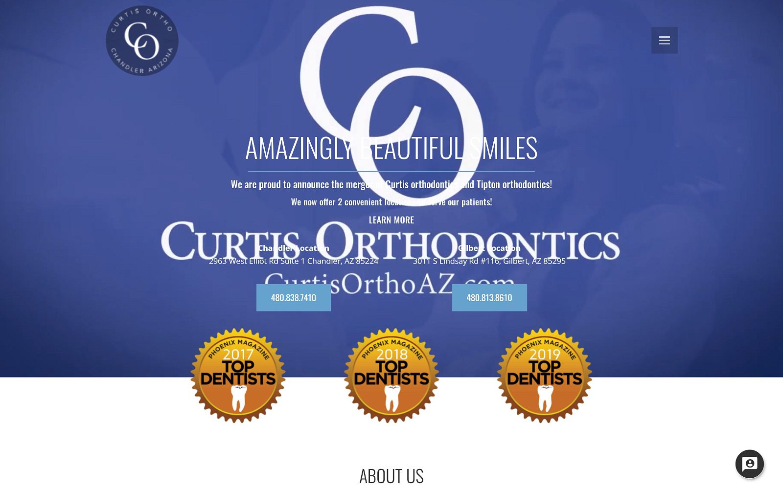 The screenshot of curtis orthodontics website