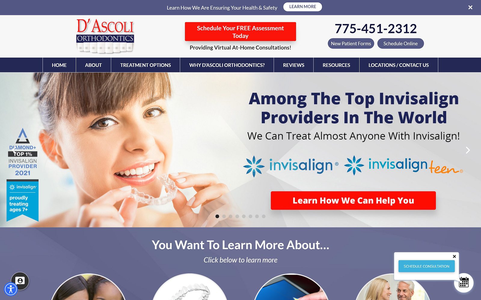 The screenshot of d'ascoli orthodontics dr. Vincent d’ascoli  website