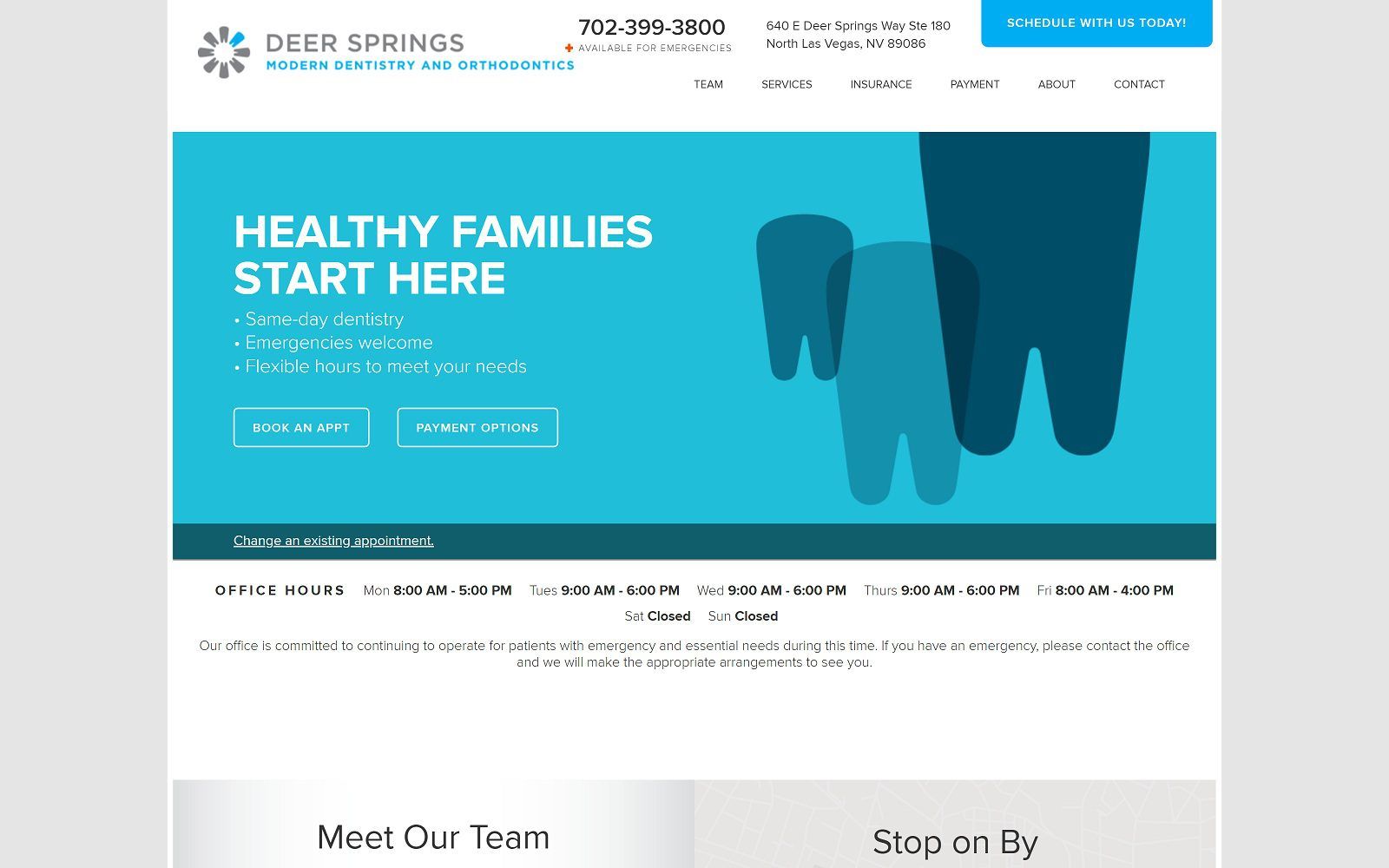 The screenshot of deer springs modern dentistry and orthodontics website