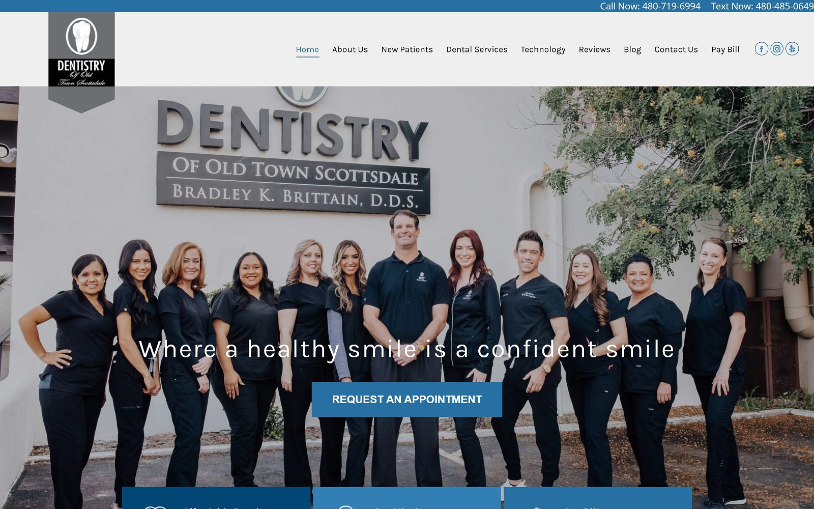 The screenshot of dentistry of old town scottsdale dr. Bradley k. Brittain website