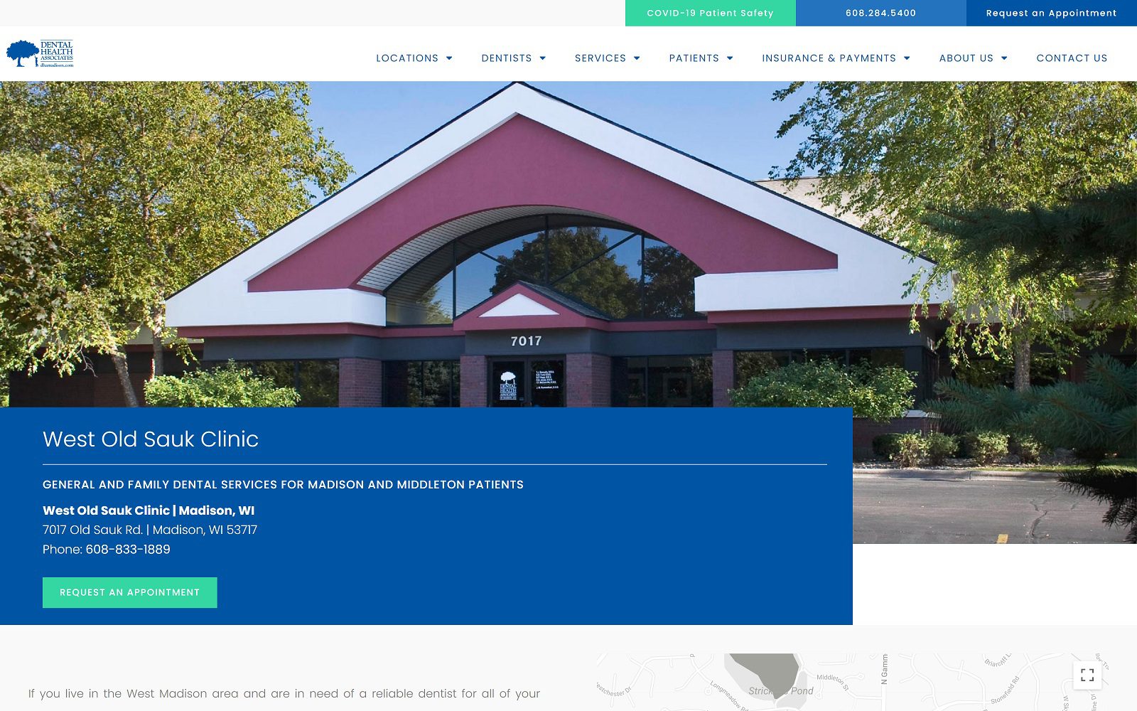 The screenshot of periodontal & implant specialists of madison - west clinic website