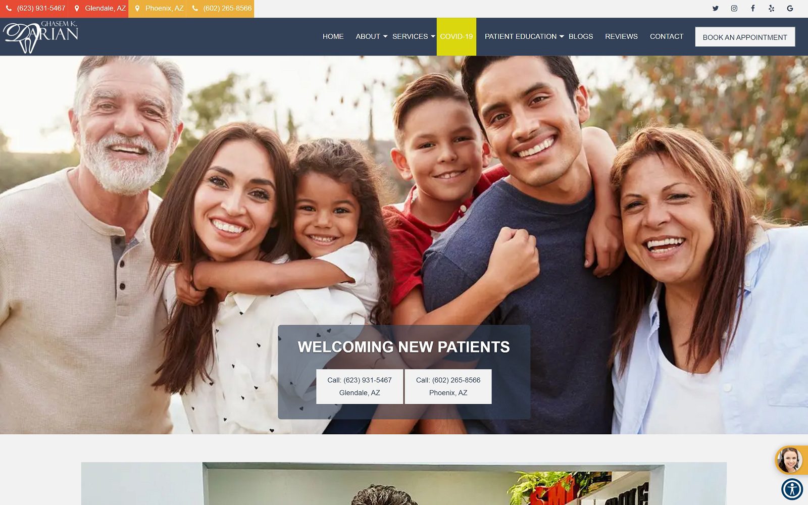 The screenshot of winning smiles dentistry of glendale dr. Darian website