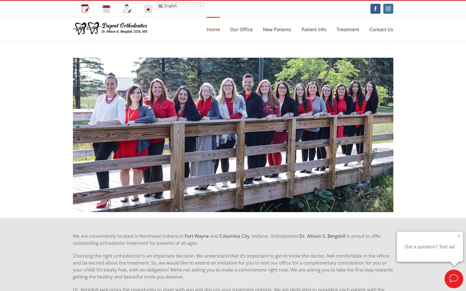 The screenshot of dupont orthodontics: dr. Allison s. Bergdoll, dds, ms website