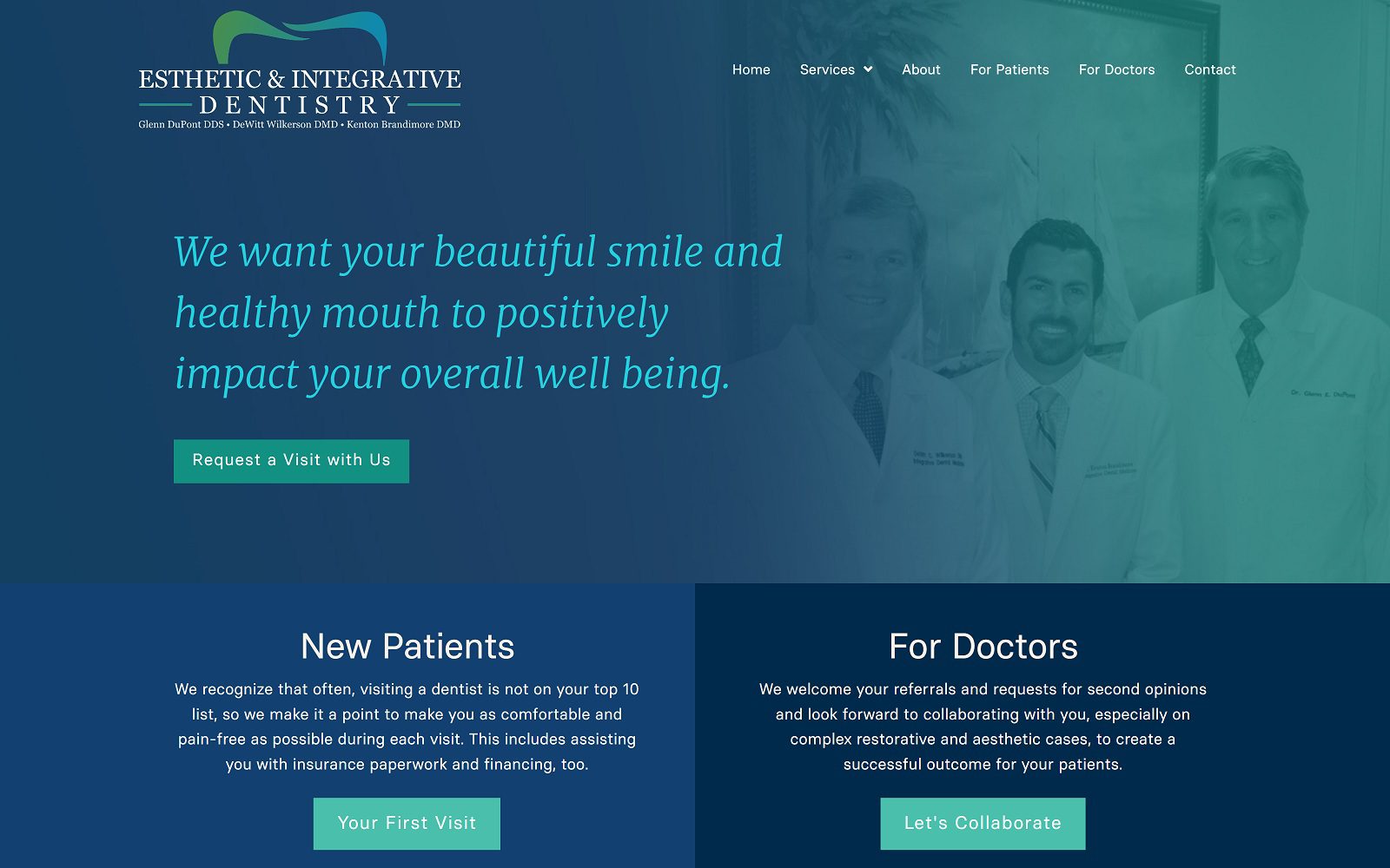 The screenshot of esthetic & integrative dentistry website