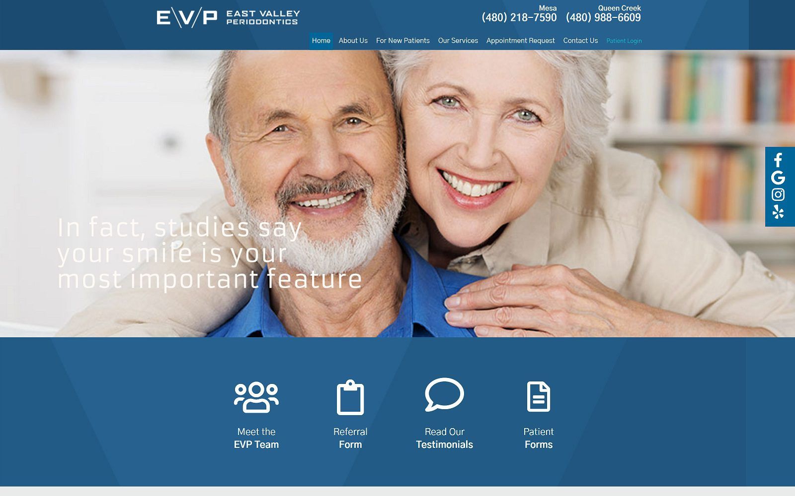 The screenshot of east valley periodontics website