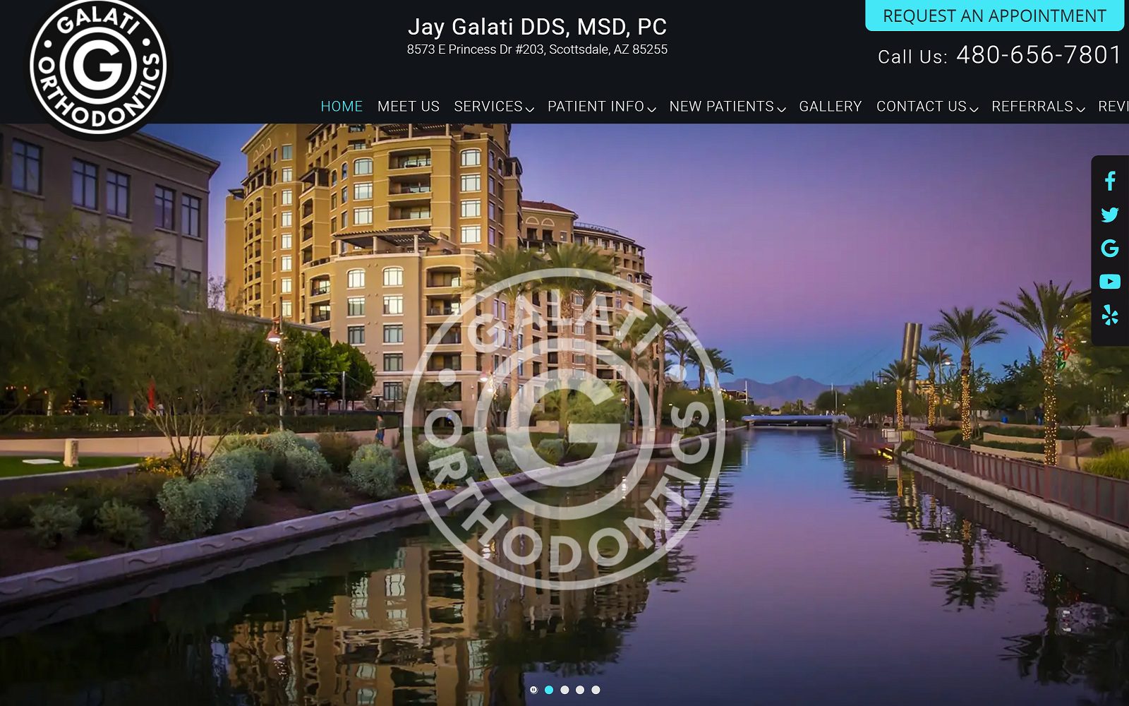 The screenshot of galati orthodontics dr. Jay galati website