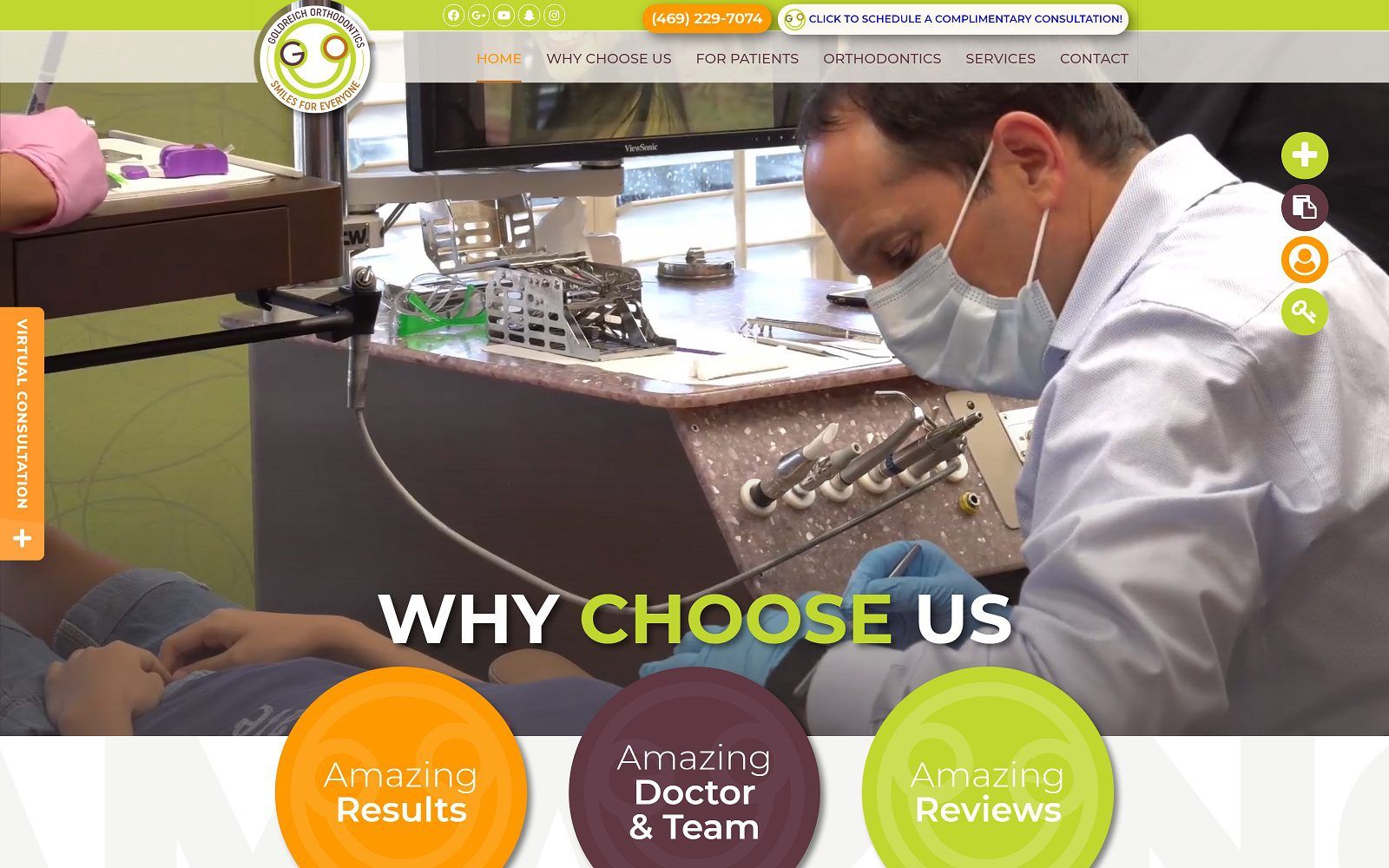 The screenshot of goldreich orthodontics dr. Hilton goldreich website
