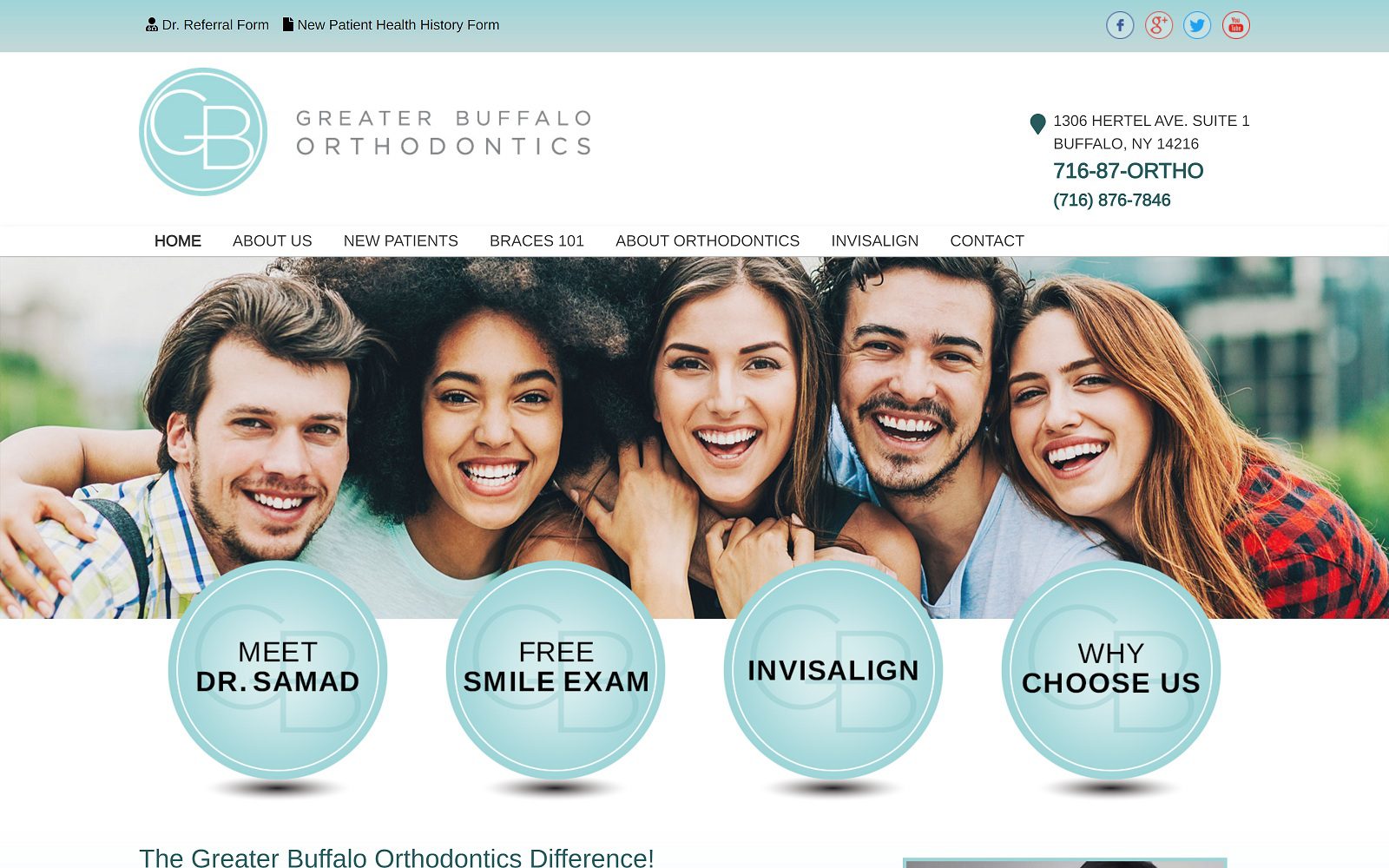 The screenshot of greater buffalo orthodontics dr. Fariha samad website