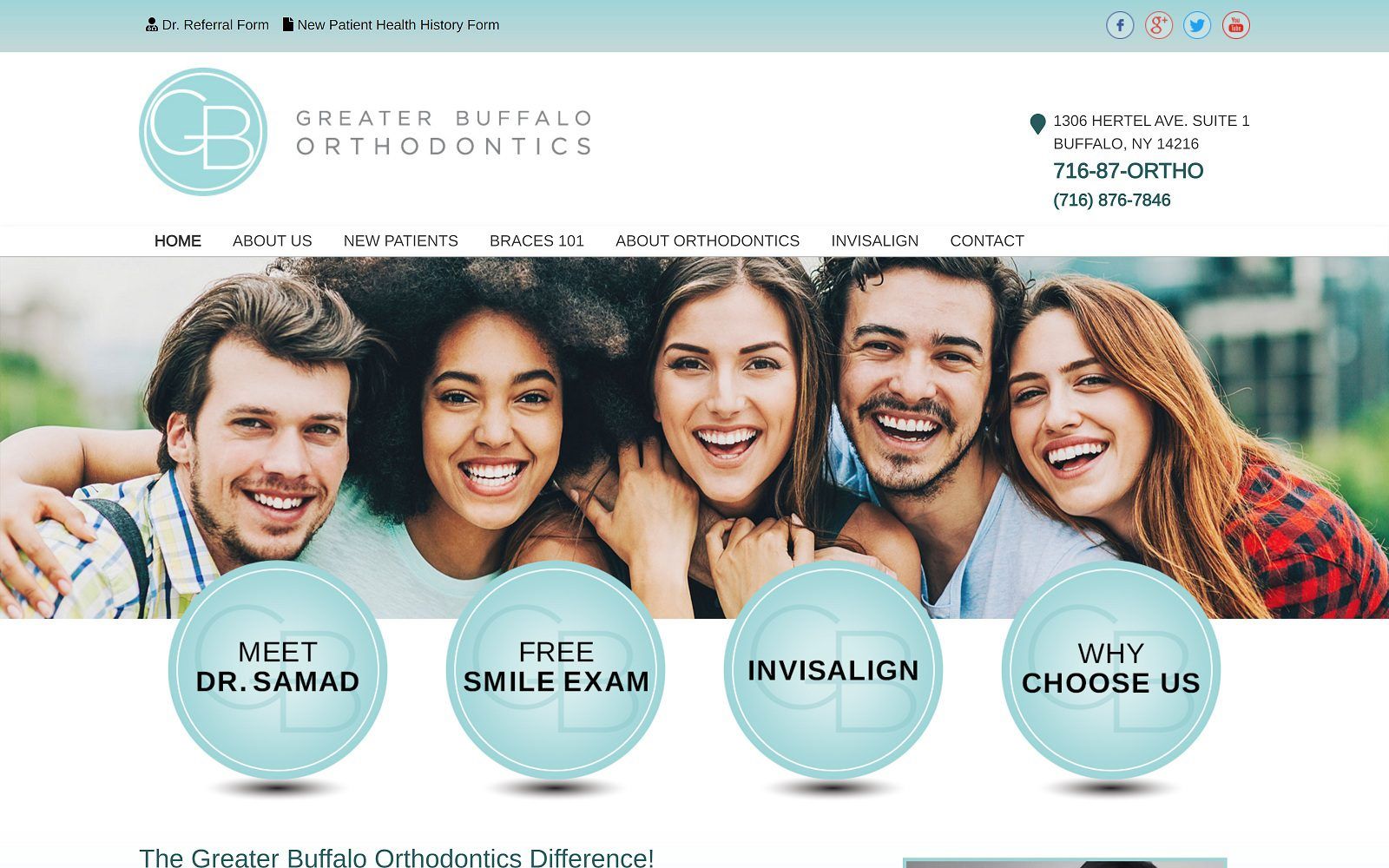 The screenshot of greater buffalo orthodontics dr. Fariha samad website