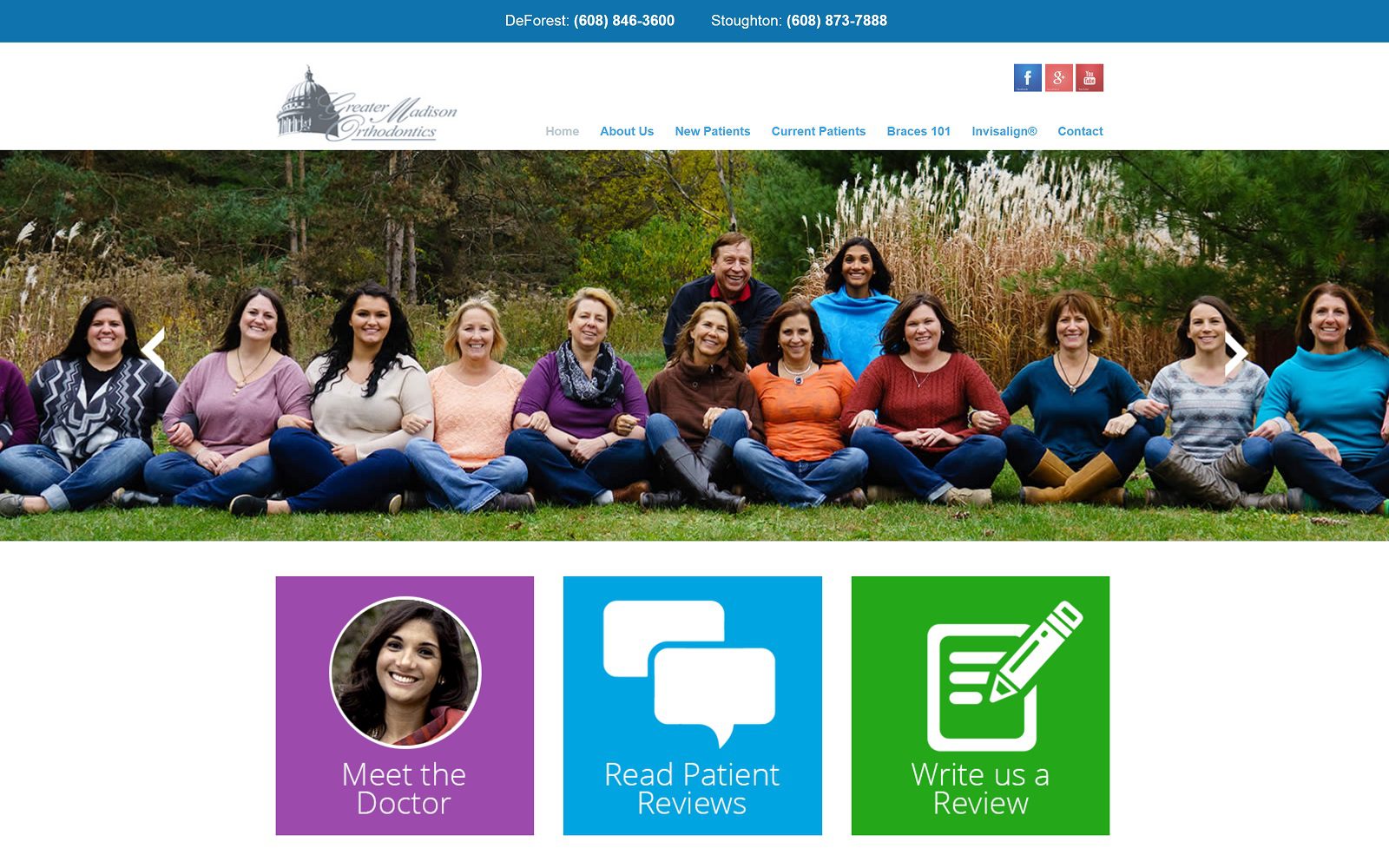 The screenshot of greater madison orthodontics website