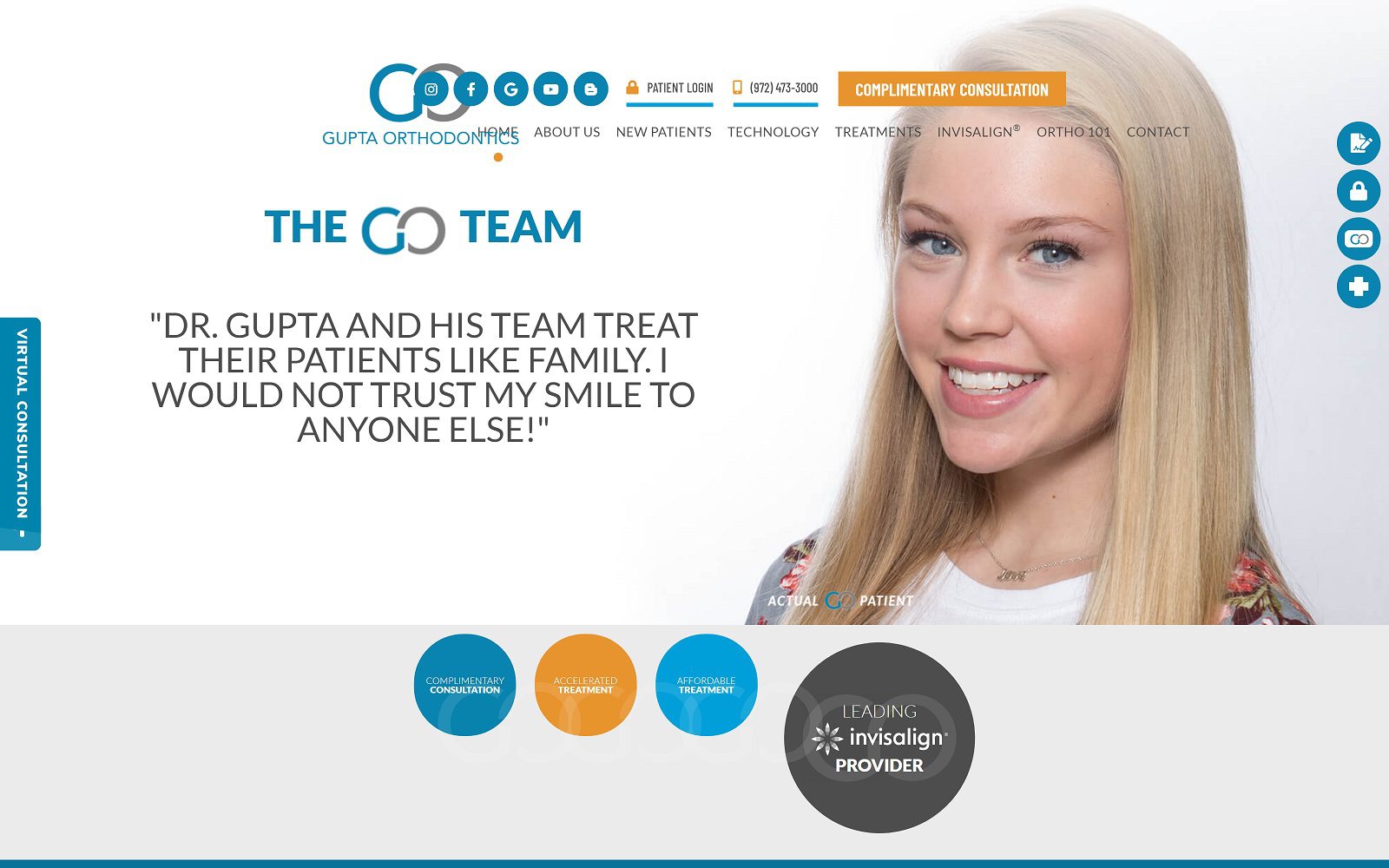 The screenshot of gupta orthodontics - invisalign & clear braces dr. Deepak gupta website