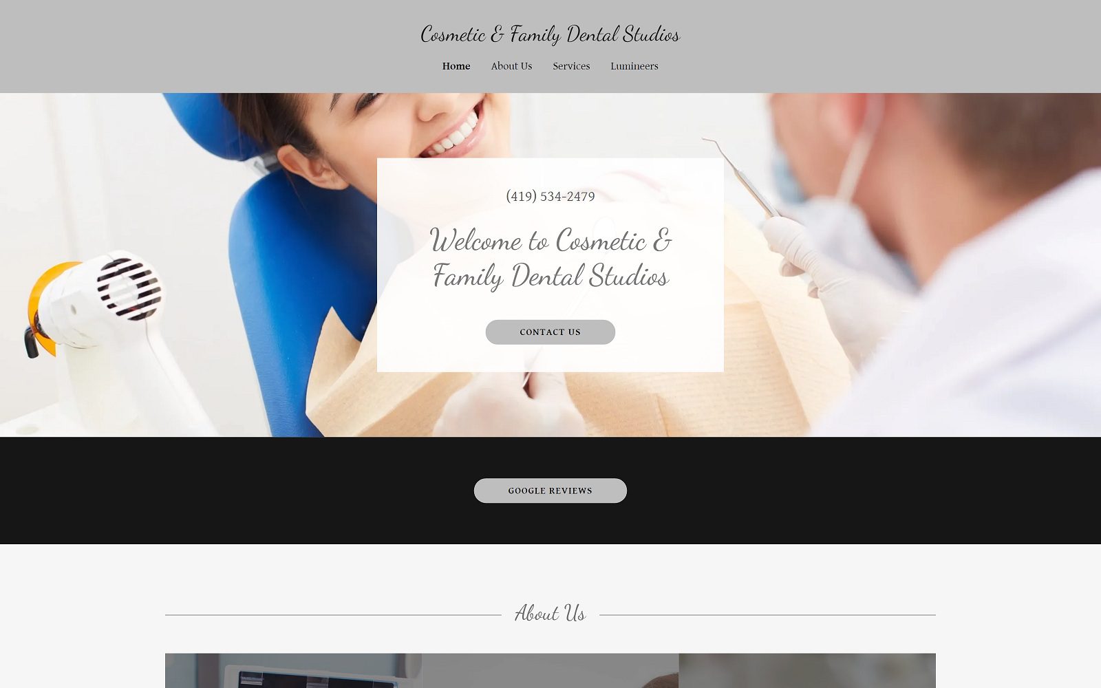 The screenshot of cosmetic & family dental studios, llc website