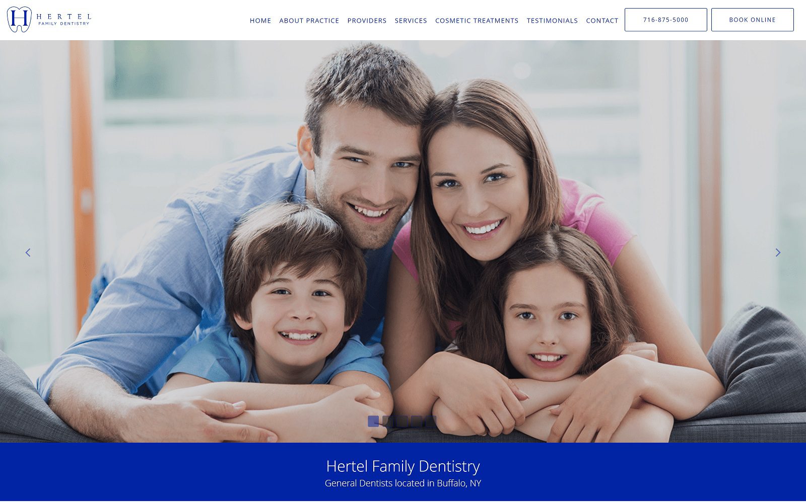 The screenshot of hertel family dentistry dr. Sabiha samad website