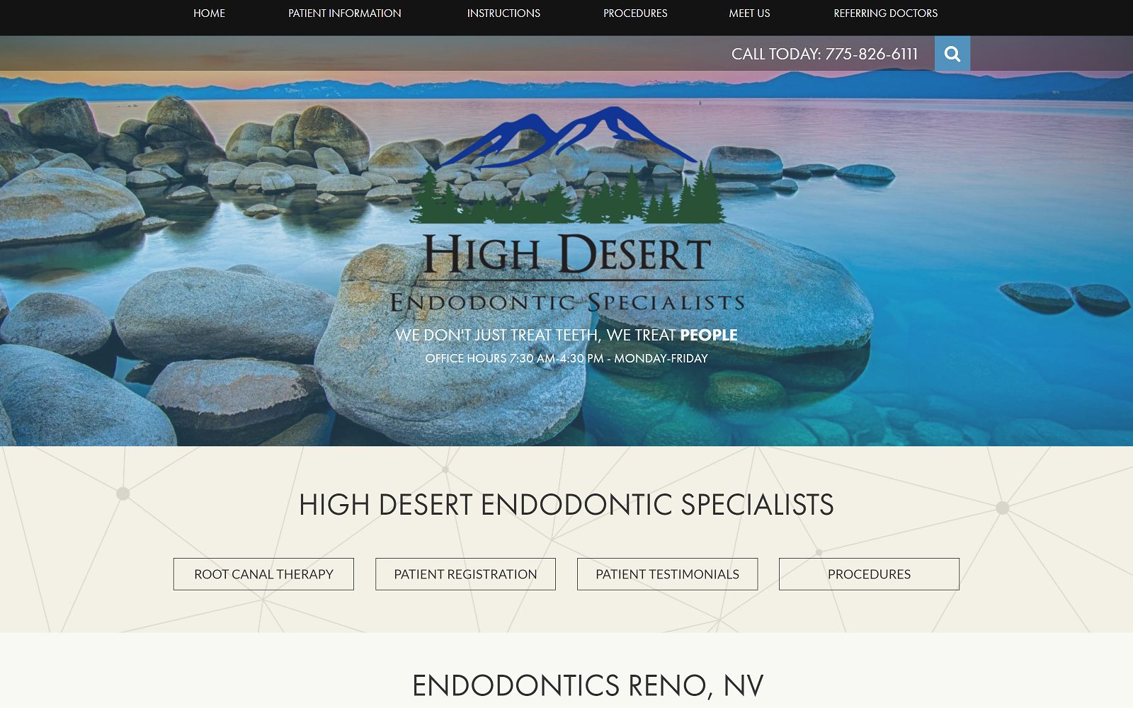 The screenshot of high desert endodontics dr. Spencer fullmer website