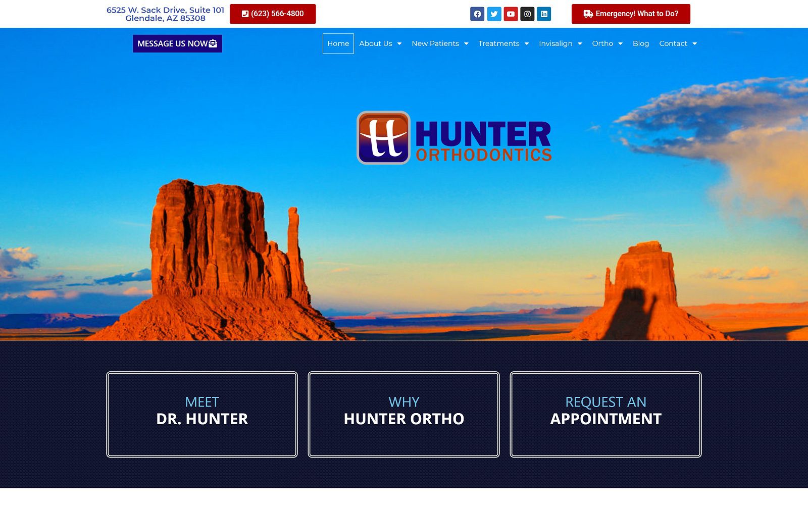 The screenshot of hunter orthodontics dr. David hunter website