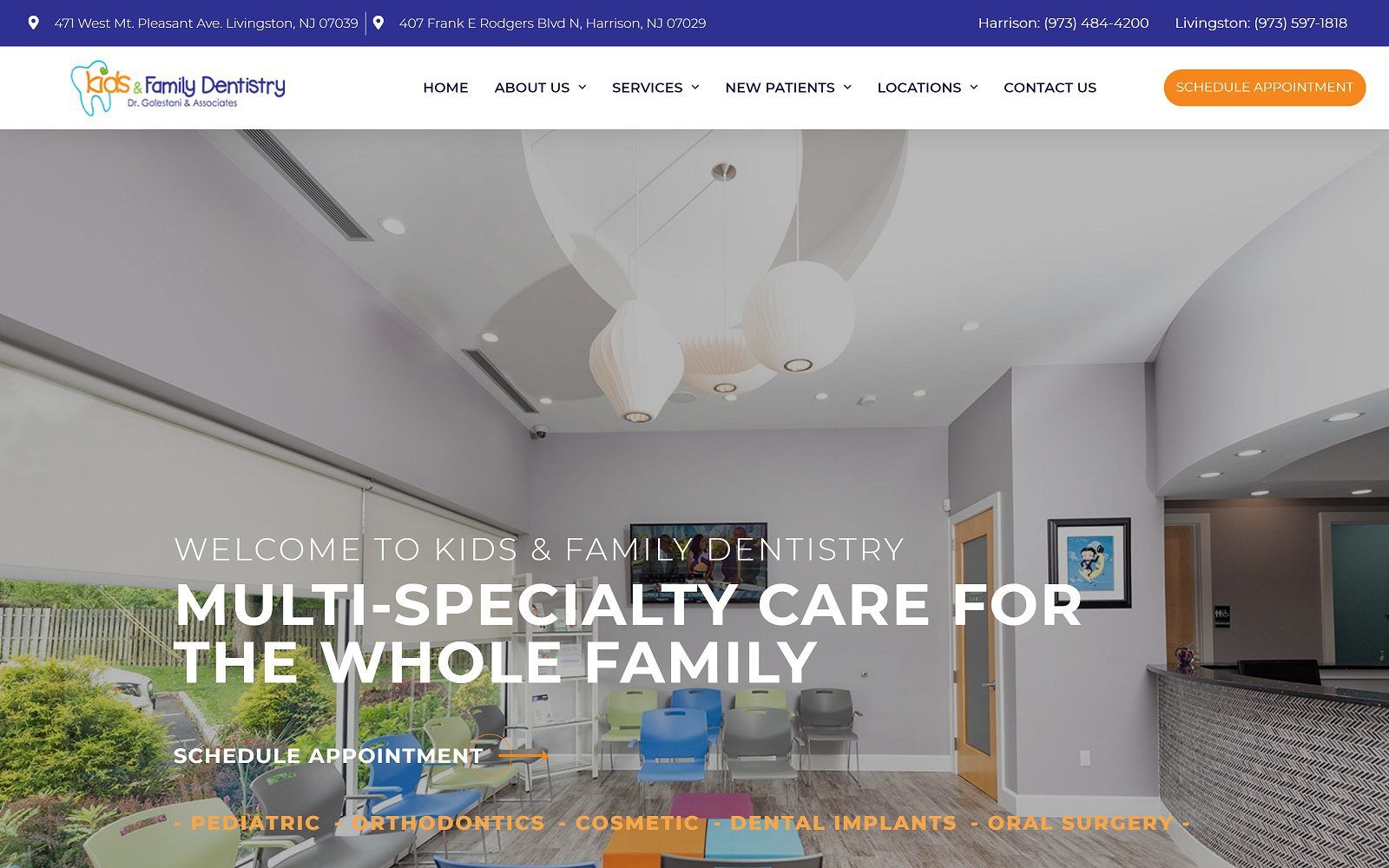 The screenshot of kids & family dentistry of harrison website