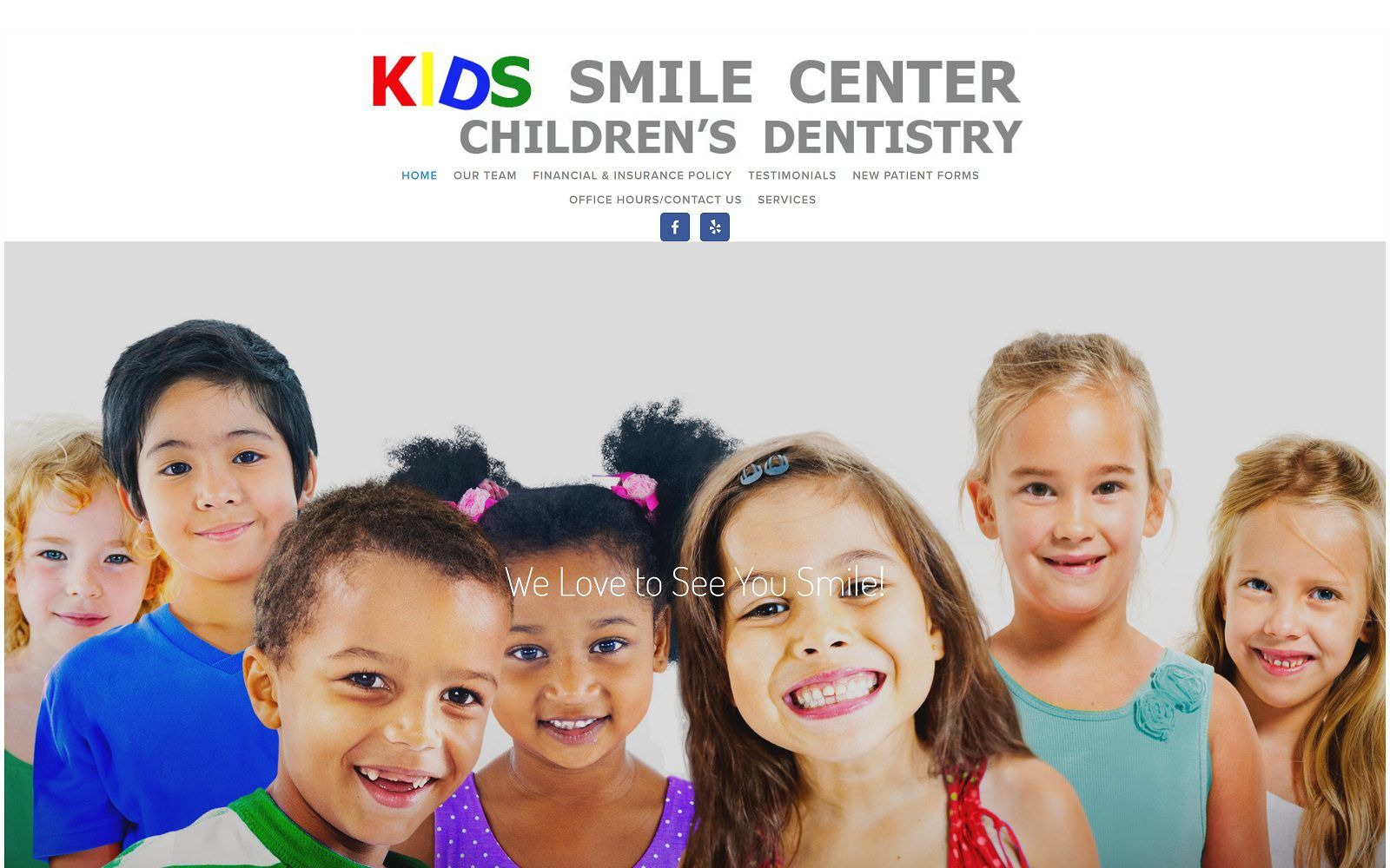The screenshot of kids smile center website