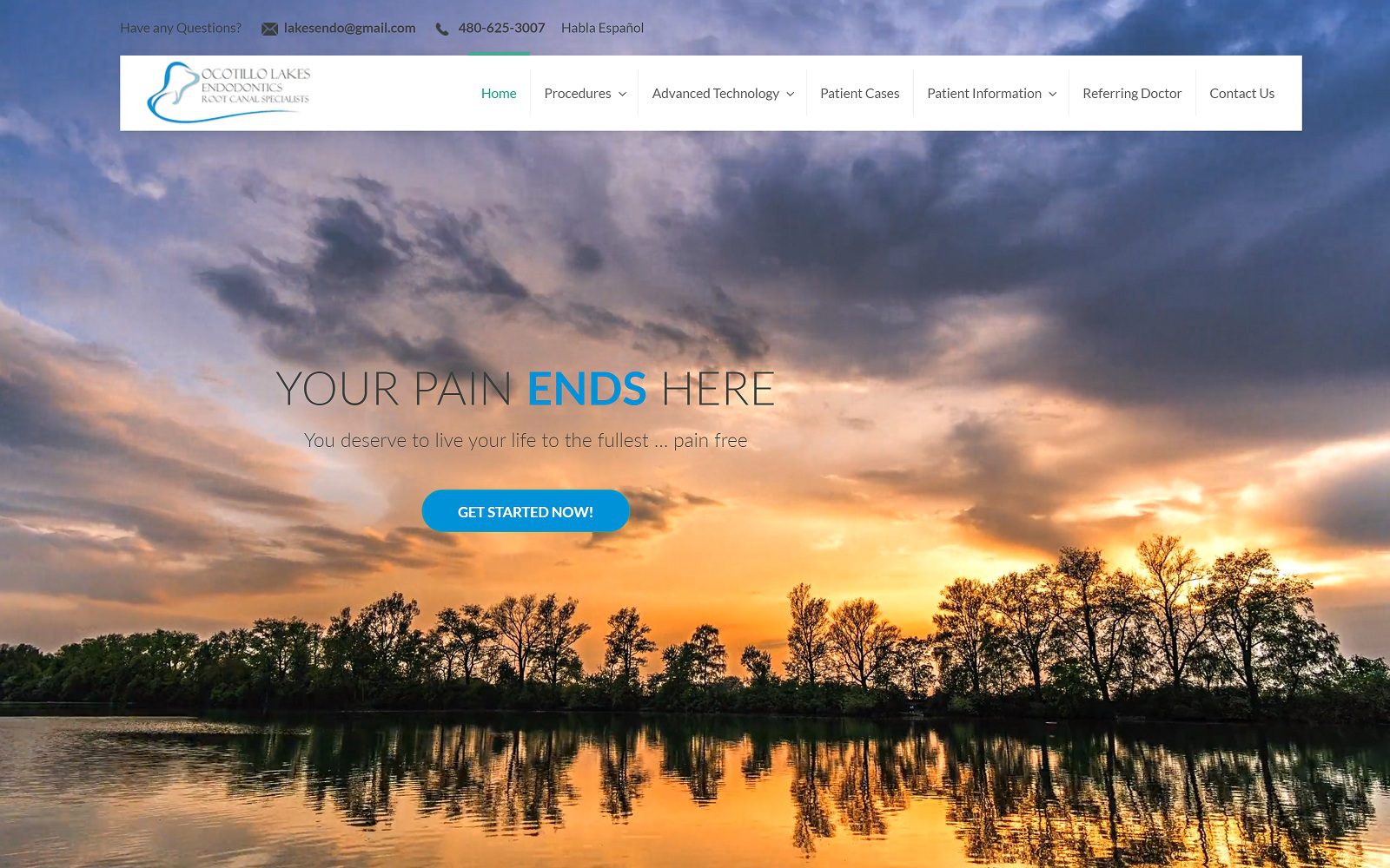 The screenshot of ocotillo lakes endodontics chandler az - endodontist ( dr. Masood sirjani, dds, pharmd) website