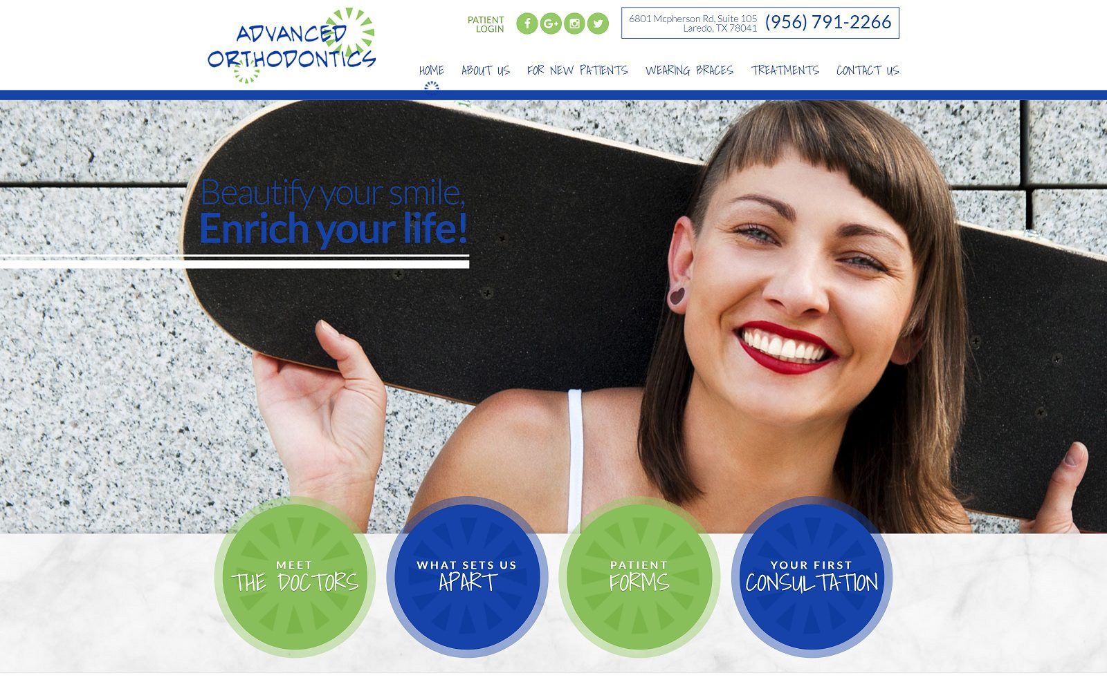 The screenshot of advanced orthodontics and oral surgery of laredo website