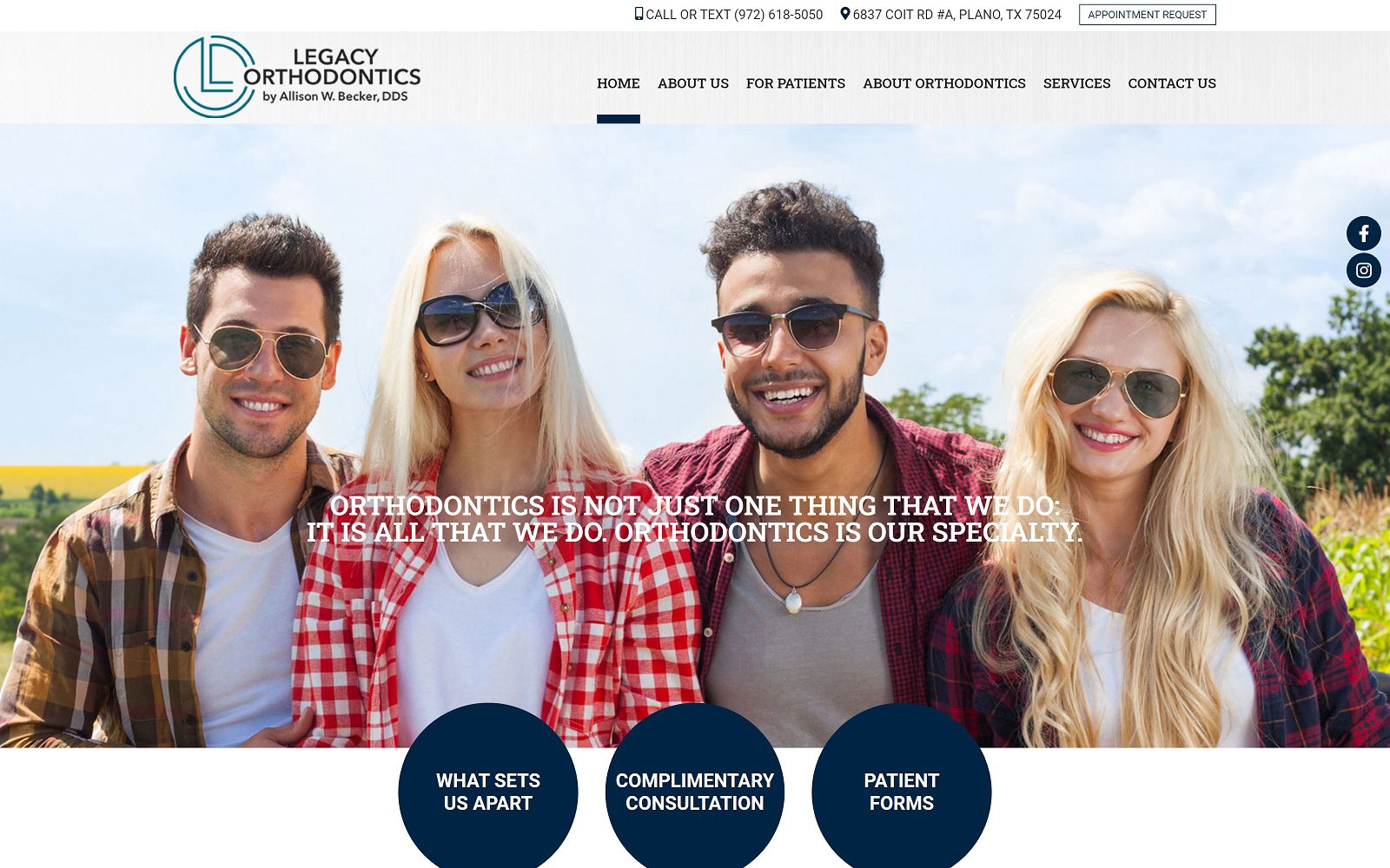 The screenshot of legacy orthodontics dr. Allison w. Becker website