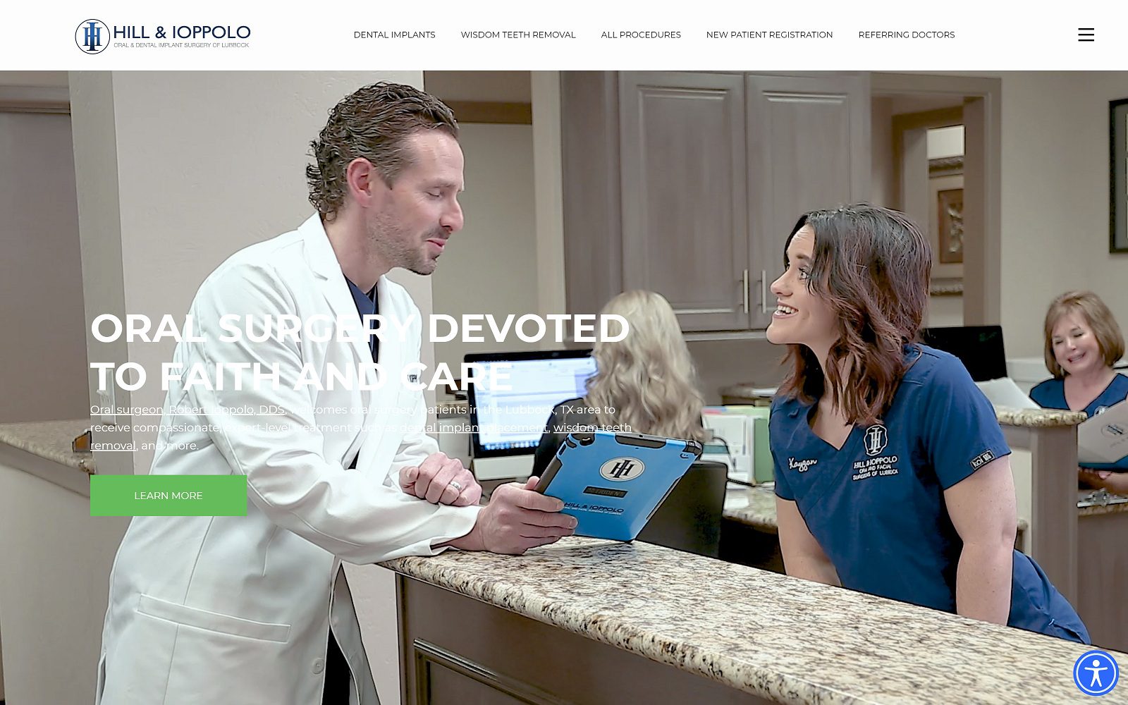 The screenshot of hill & ioppolo oral & dental implant surgery of lubbock website