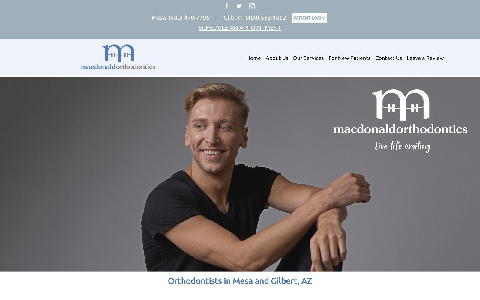 The screenshot of macdonald orthodontics website