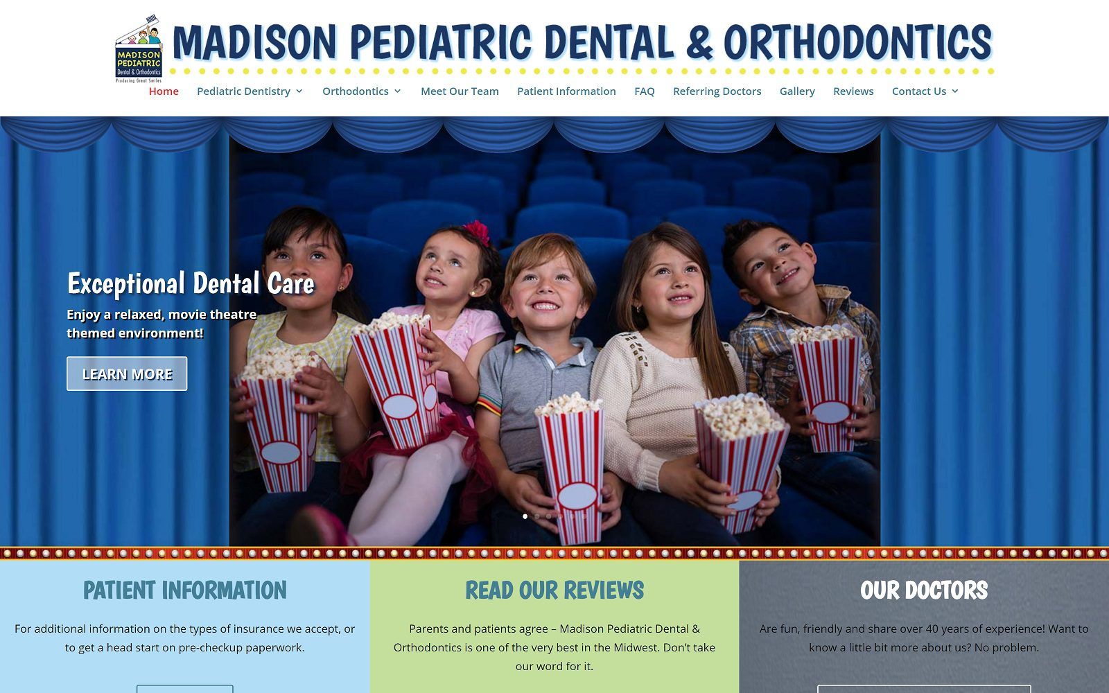 The screenshot of madison pediatric dental & orthodontics website