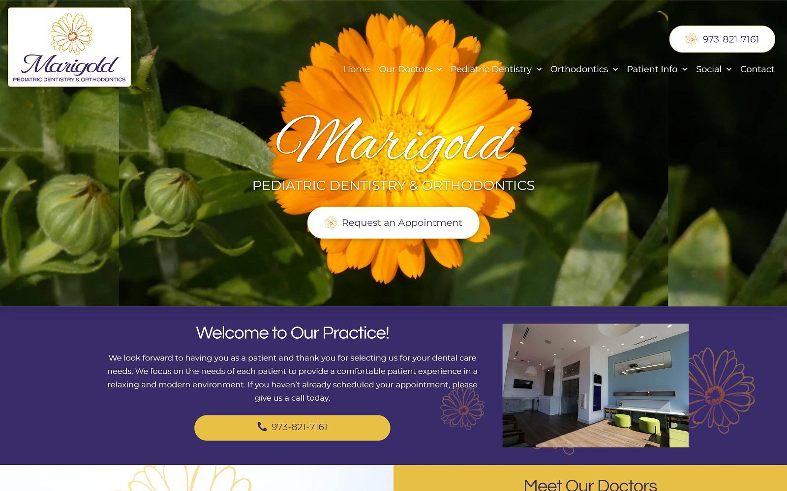 The screenshot of marigold pediatric dentistry & orthodontics website