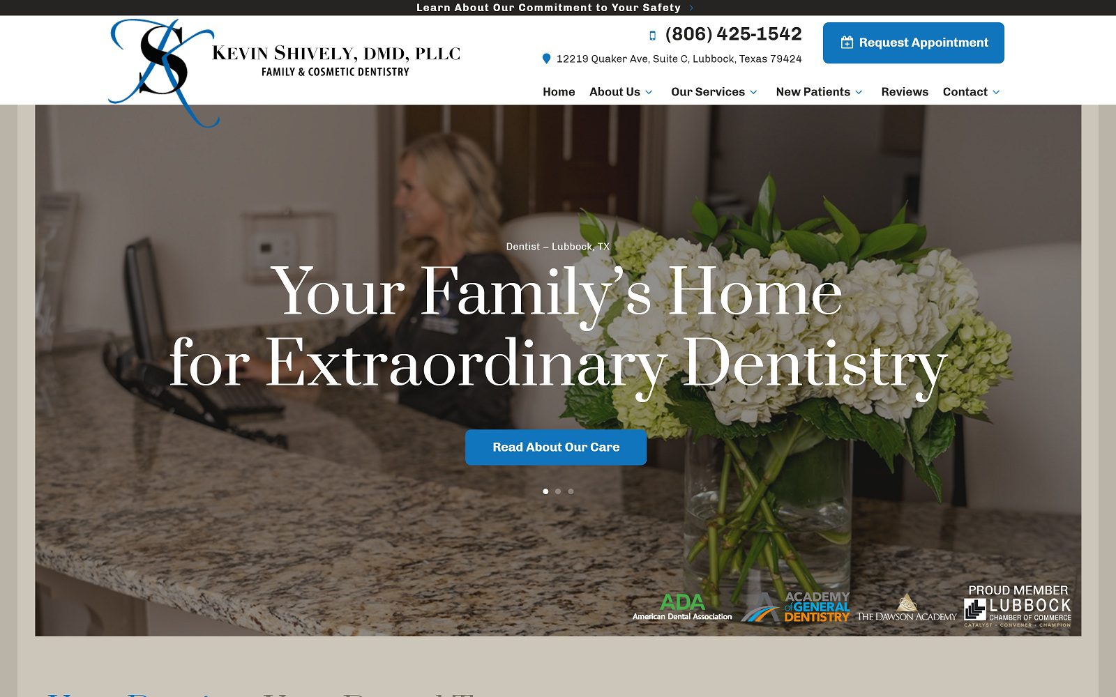 The screenshot of kevin shively, dmd, pllc family & cosmetic dentistry website