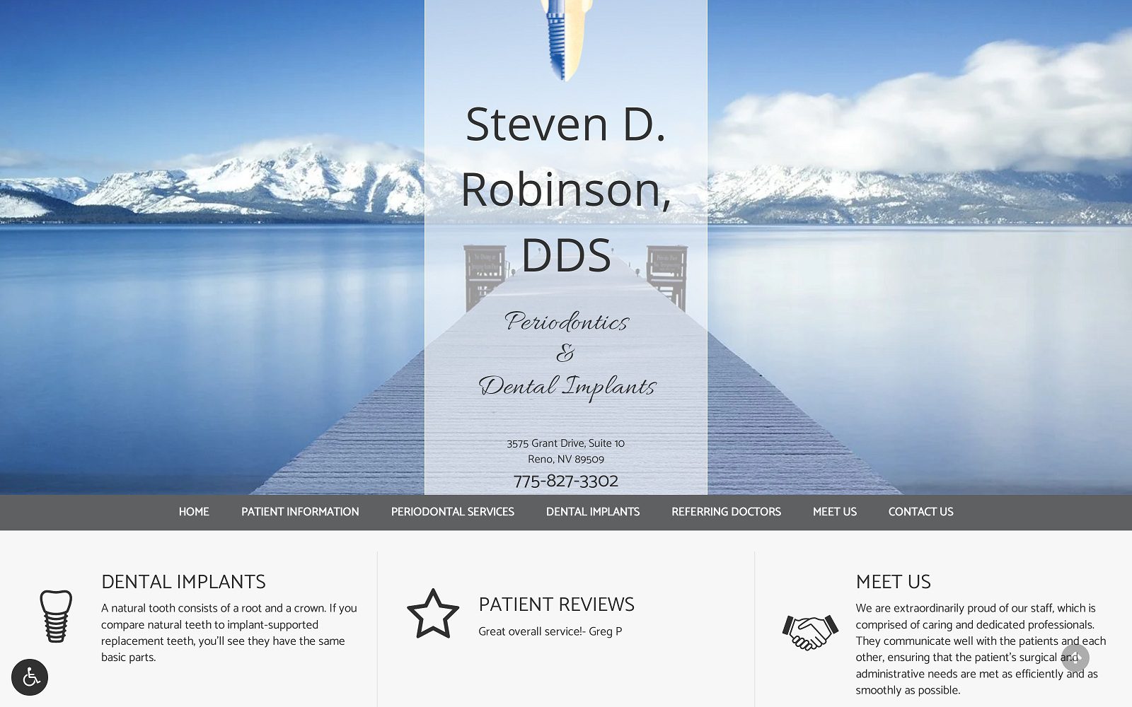 The screenshot of steven d. Robinson, dds website