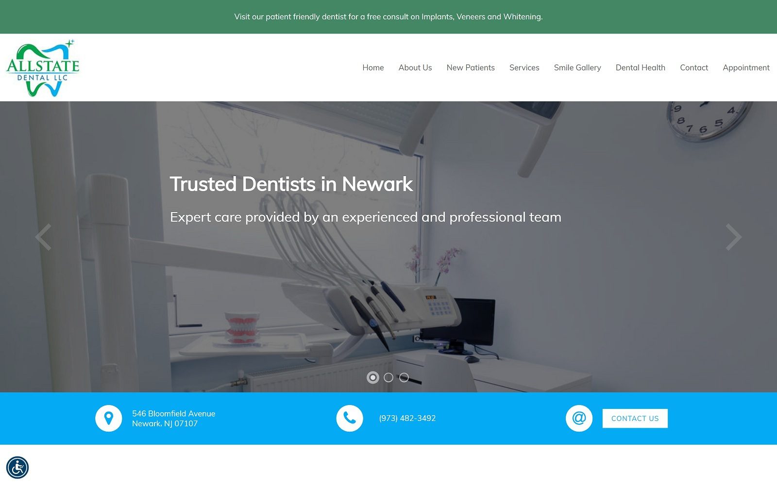 The screenshot of allstate dental website