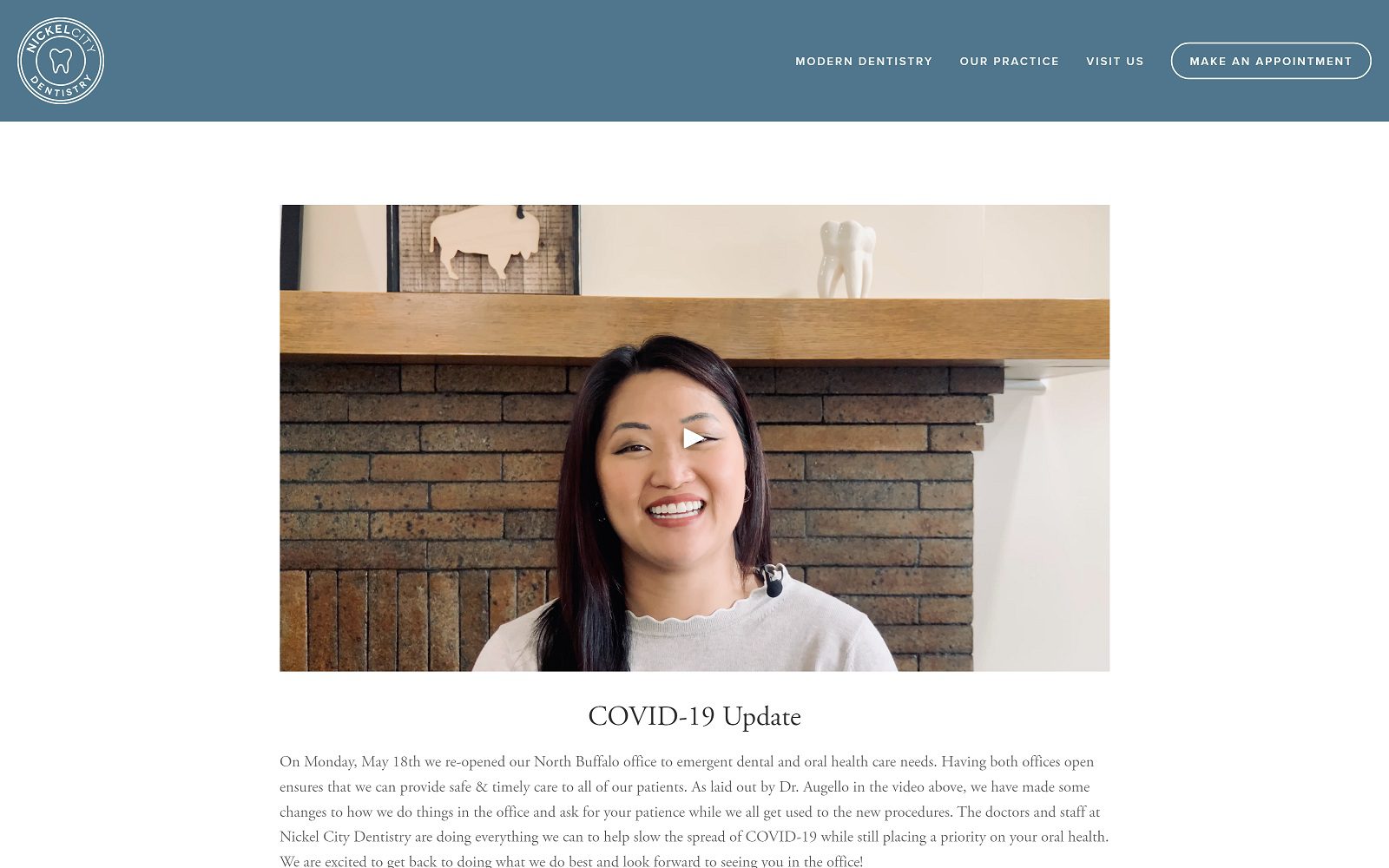 The screenshot of nickel city dentistry website