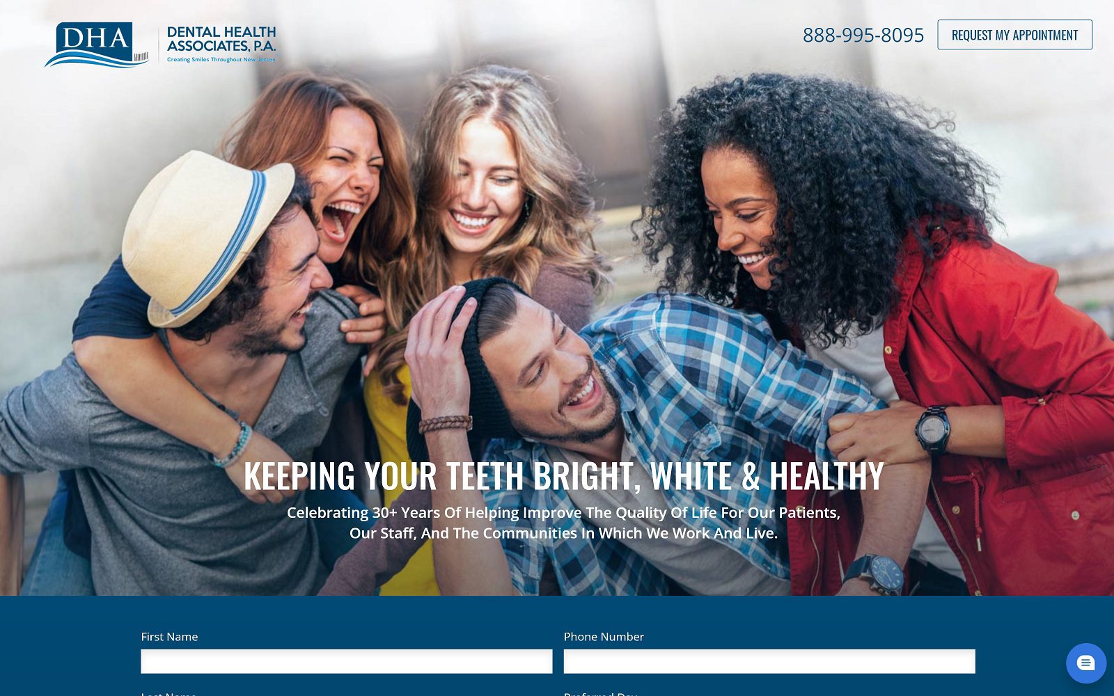 The screenshot of dental health associates, p. A. Website