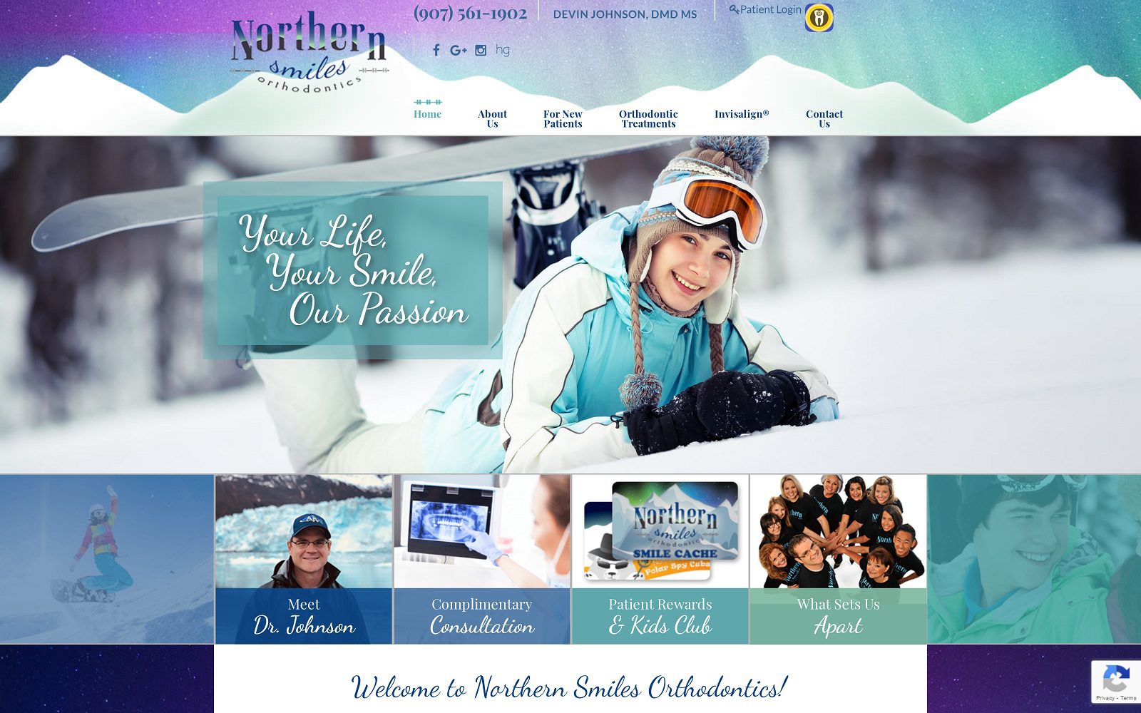 The screenshot of northern smiles orthodontics dr. Devin johnson website