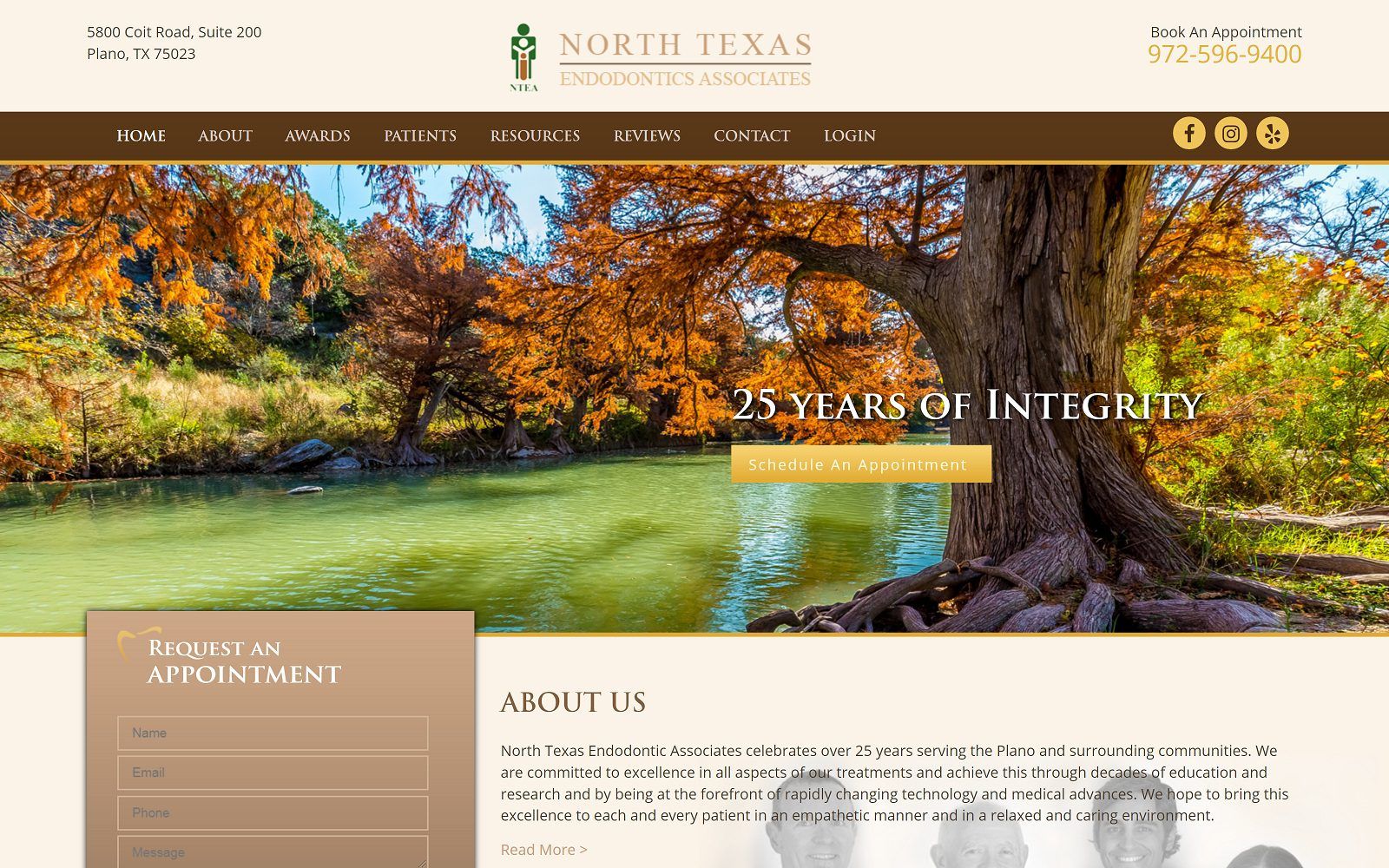 The screenshot of north texas endodontic associates website