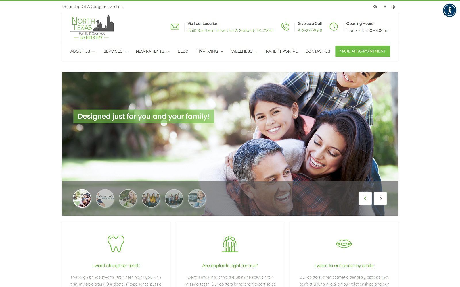 The screenshot of north texas family and cosmetic dentistry website