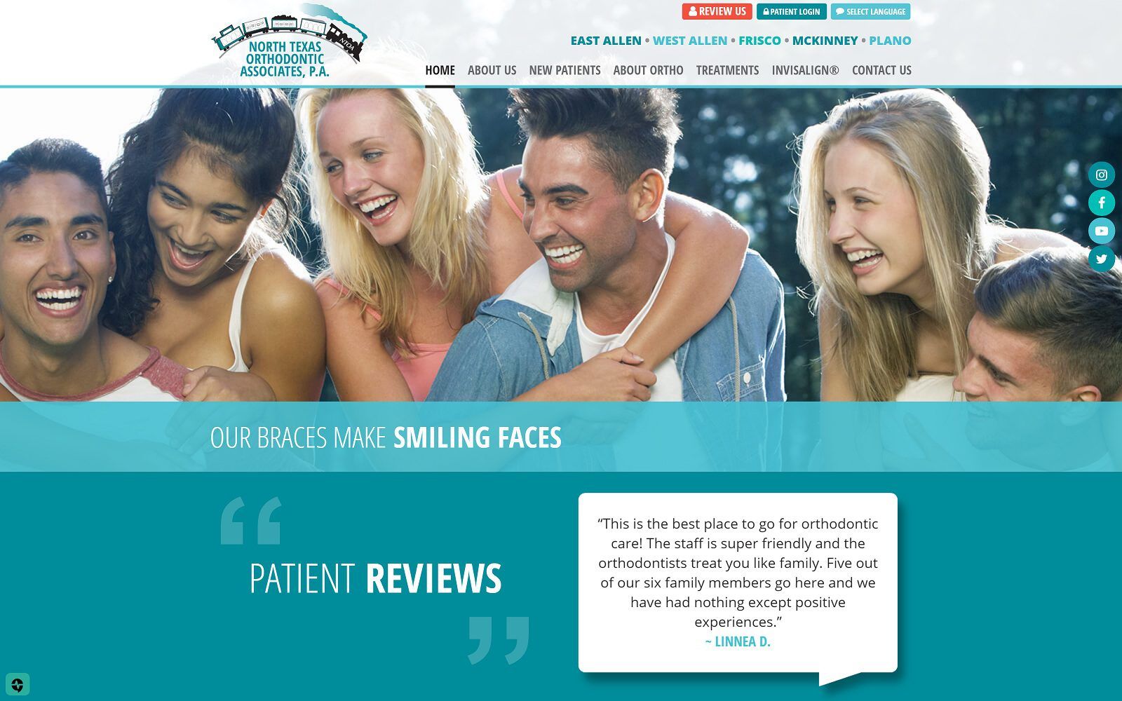 The screenshot of north texas orthodontic associates website