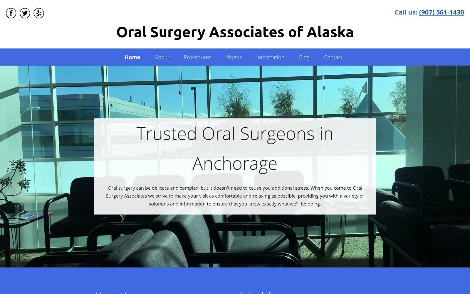 The screenshot of oral surgery associates of alaska website