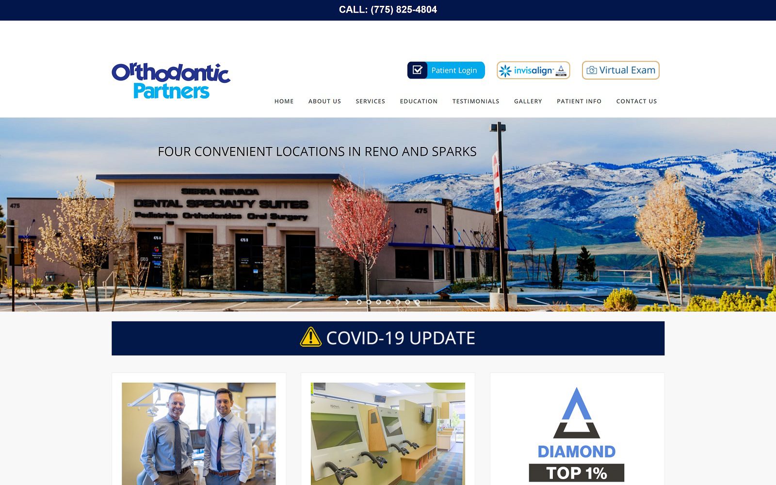 The screenshot of orthodontic partners - reno website